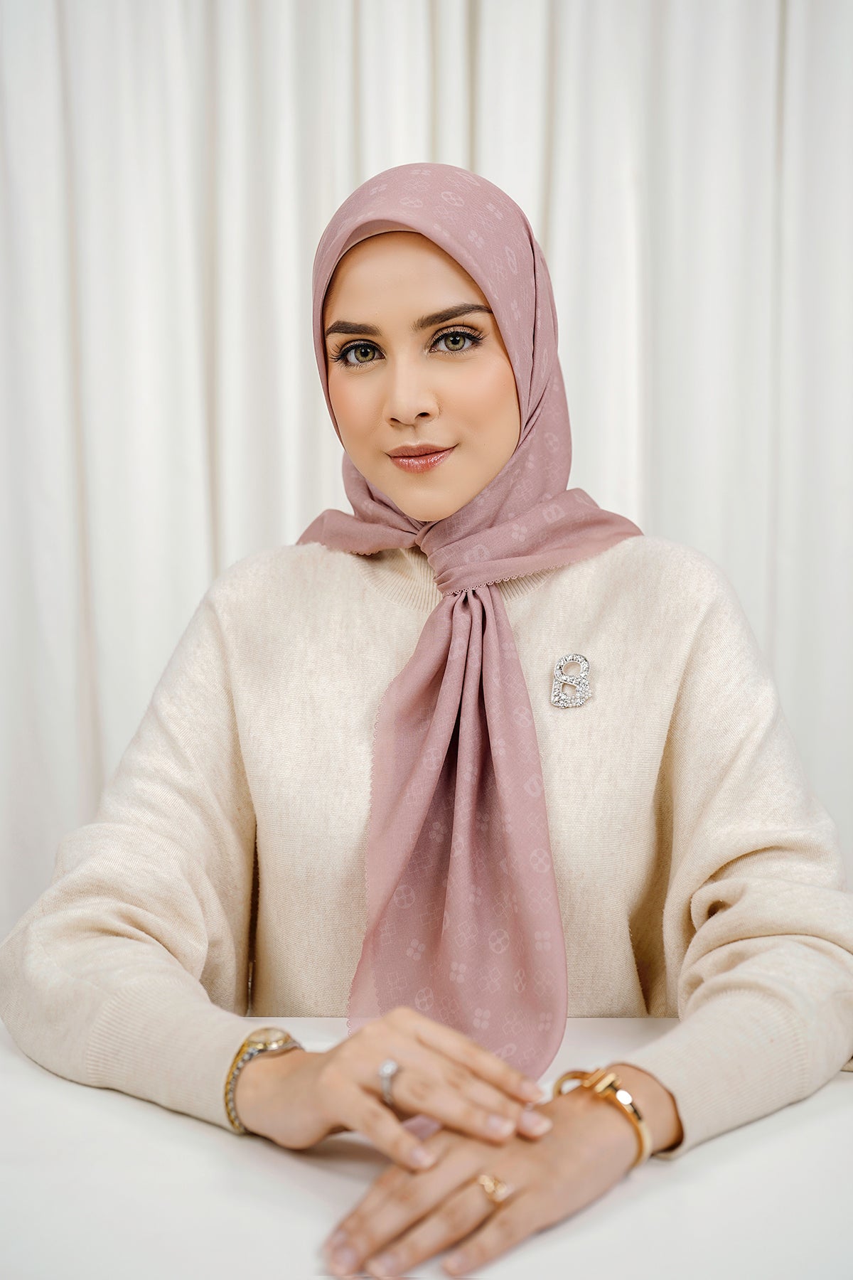 Monogram Voile Square - Wild Rose