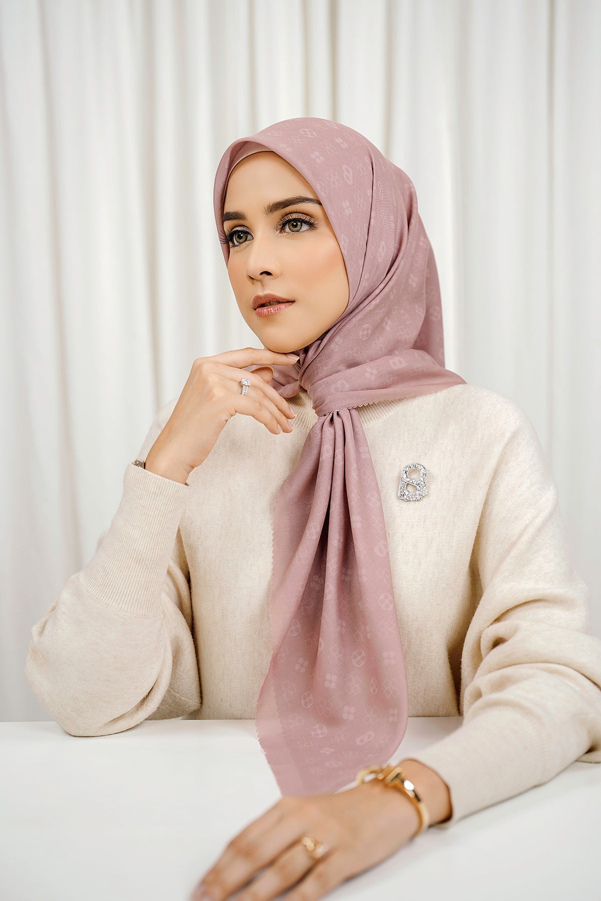 Monogram Voile Square - Wild Rose