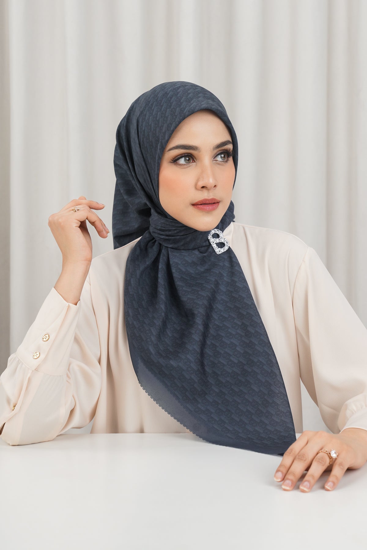 Leena Monogram Square - Navy Blazer