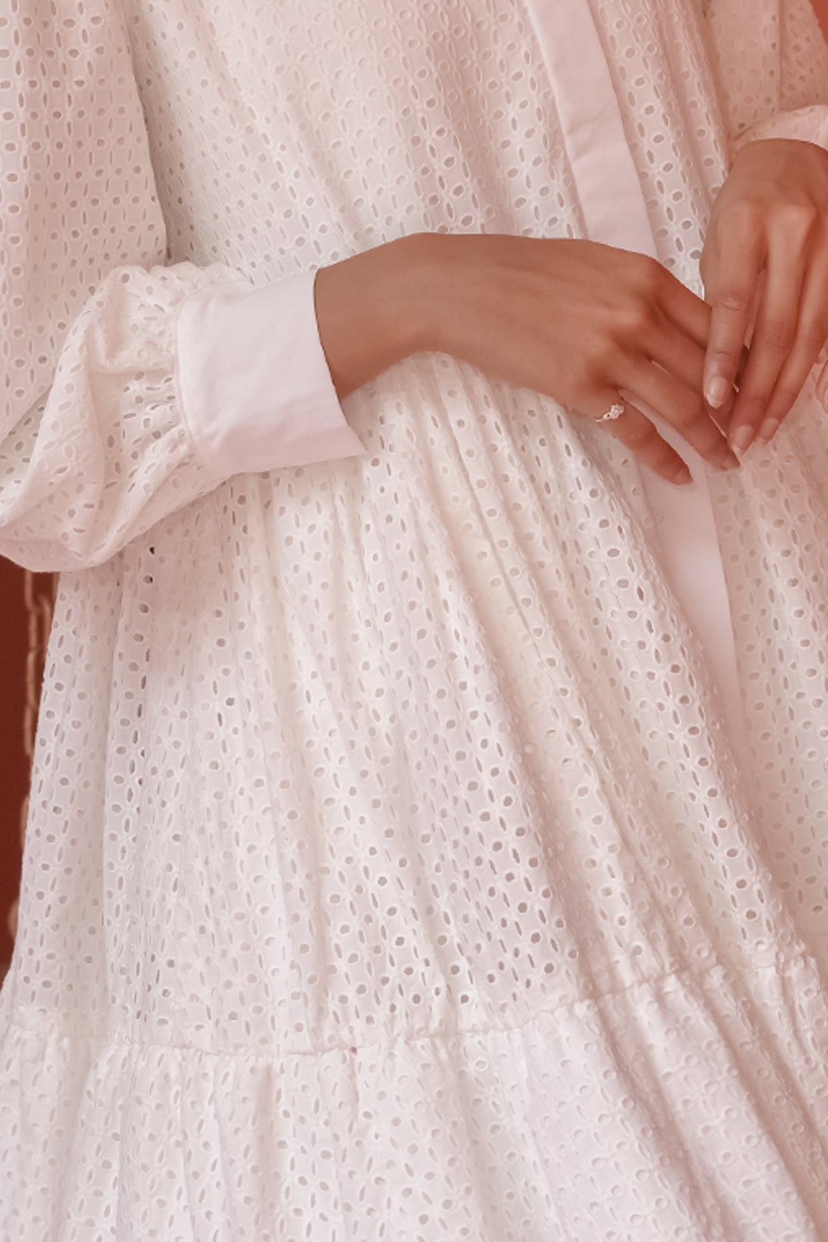 Tiered Cotton Lace Top - White
