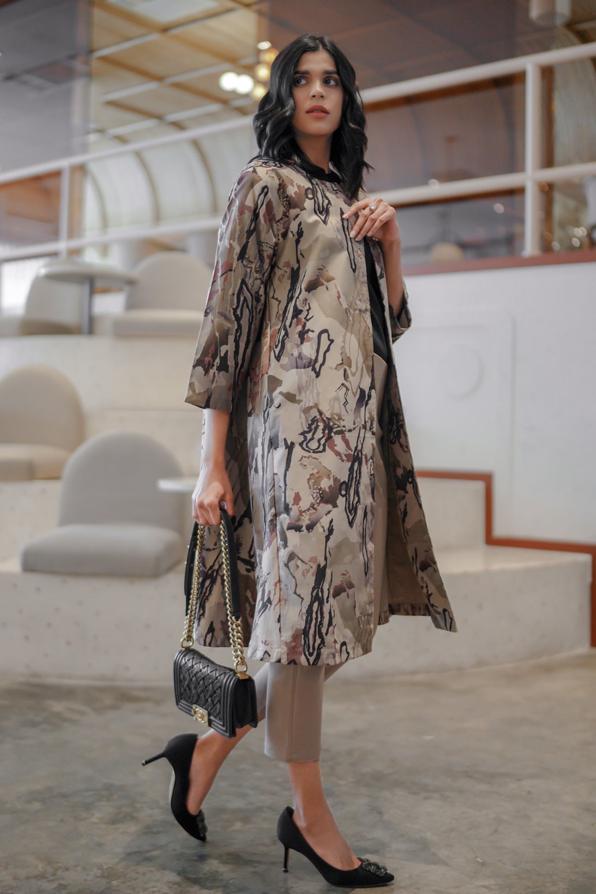 Printed Hazel Outer - Brown