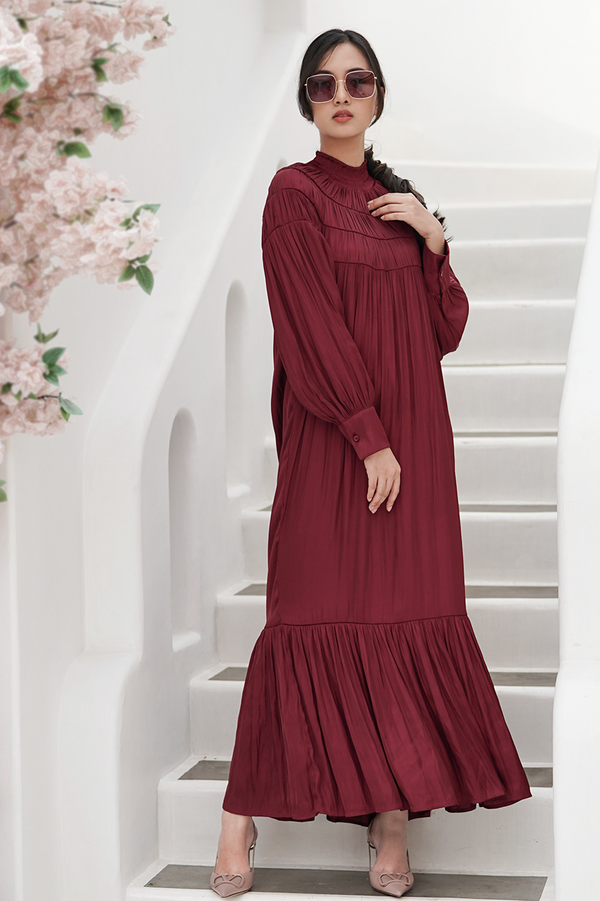 Maroon Almira Dress