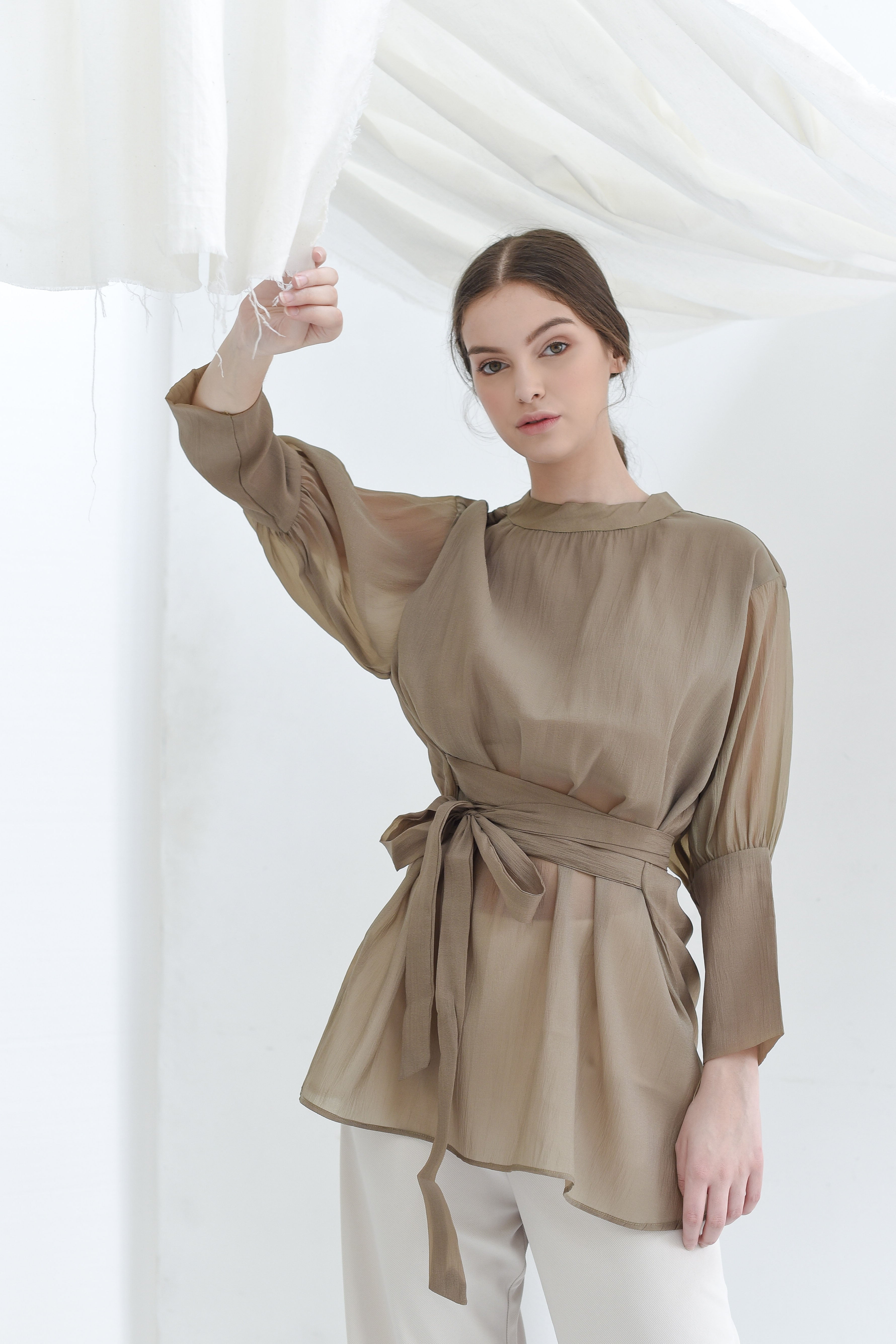 Sage Ozzy Blouse with Tie