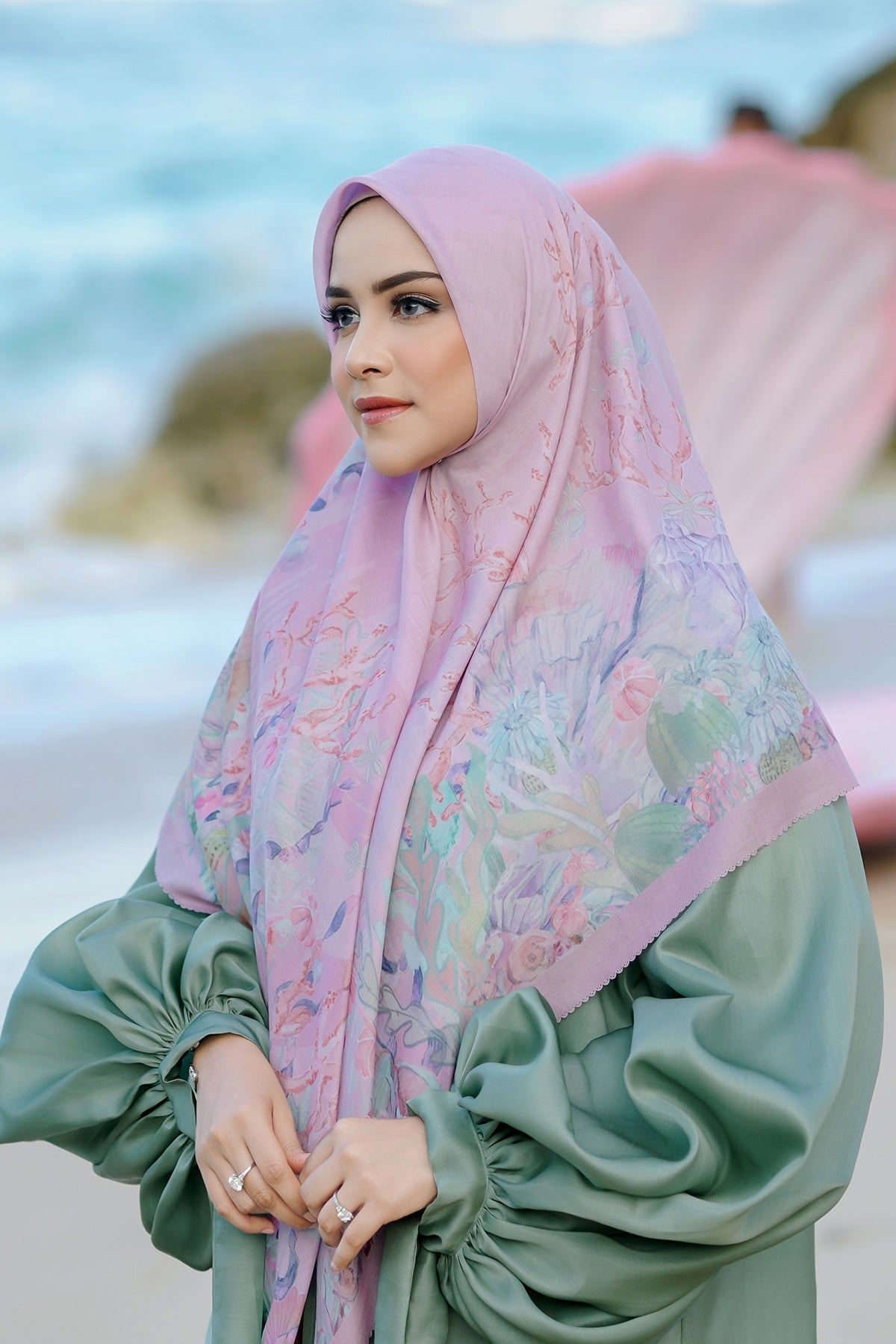 The Little Mermaid Voal Square XL - Tea Rose