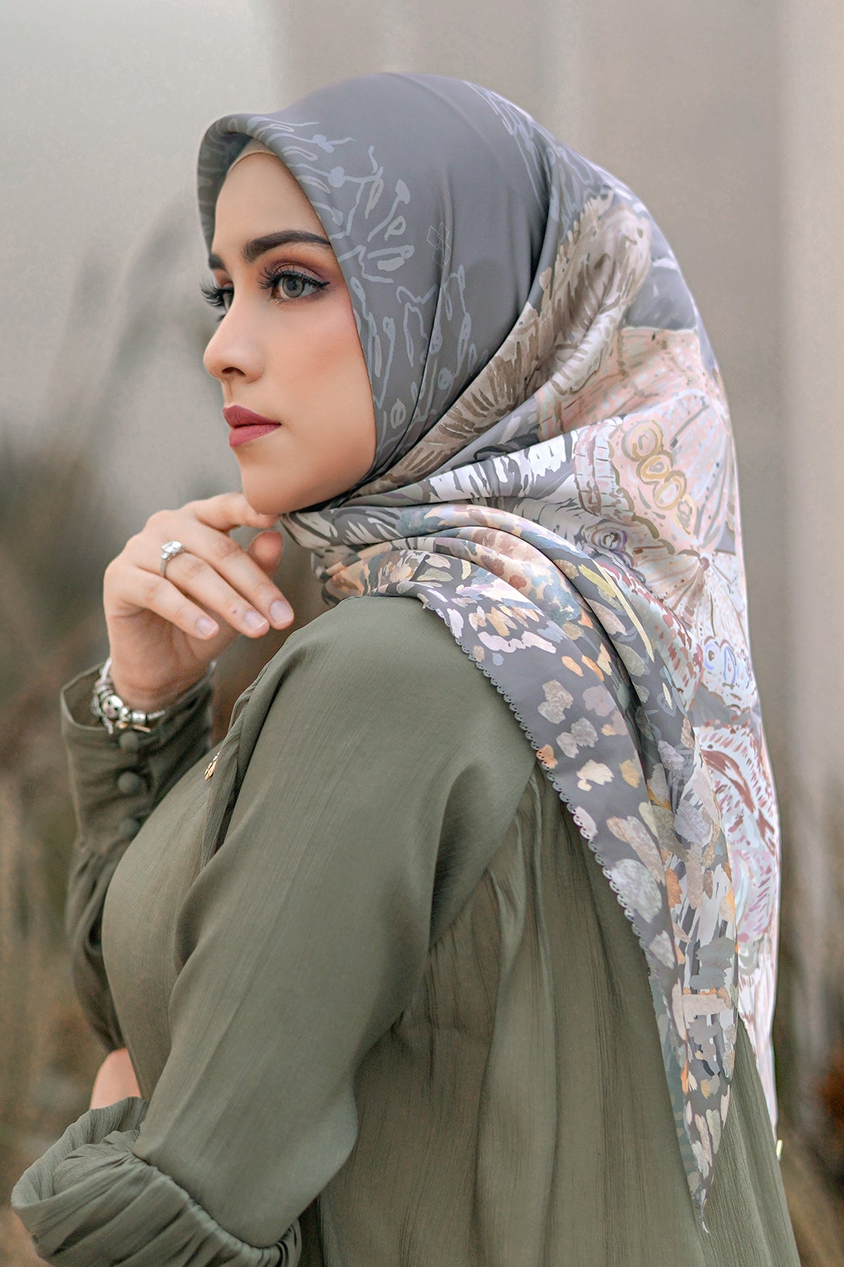 The Farsha Satin Square - Seagrass