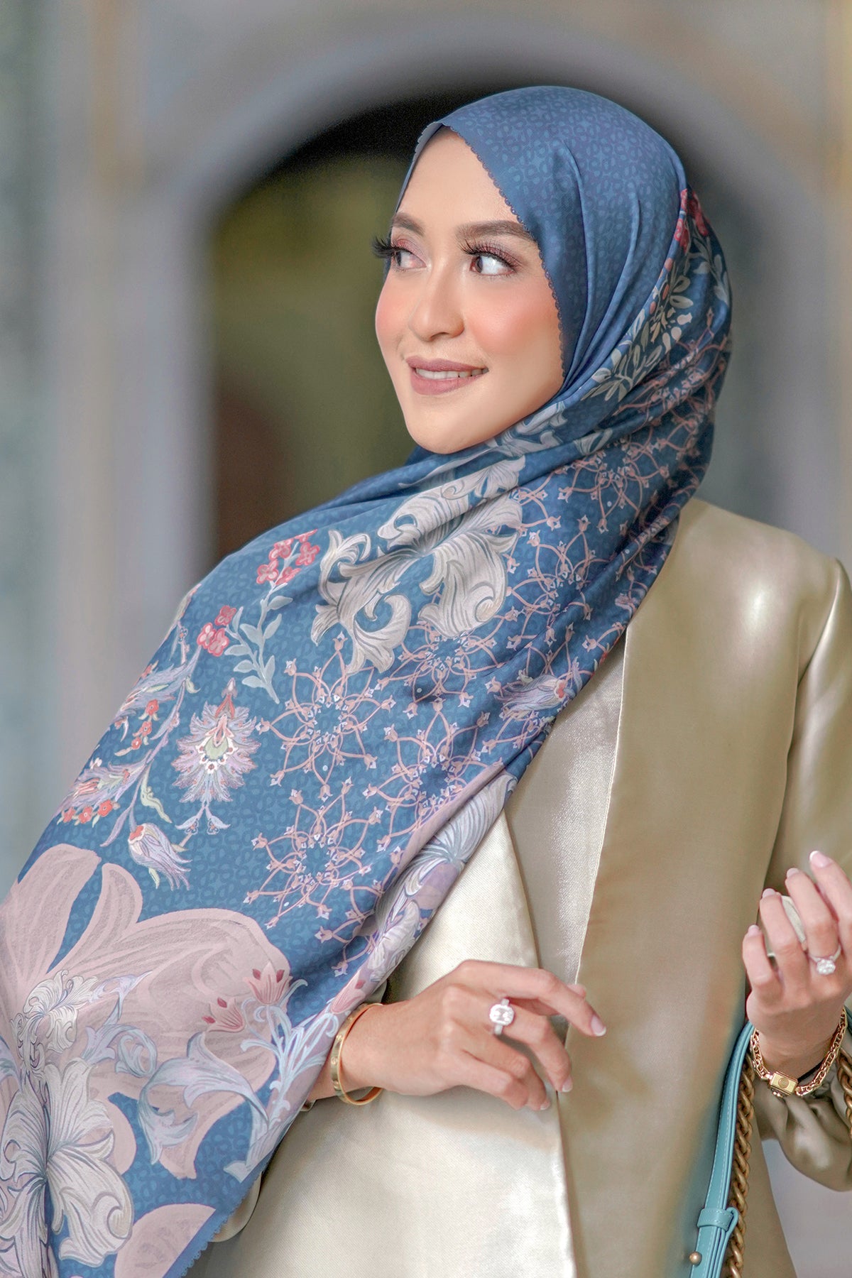 The Topkapi Satin Shawl - Royal Blue