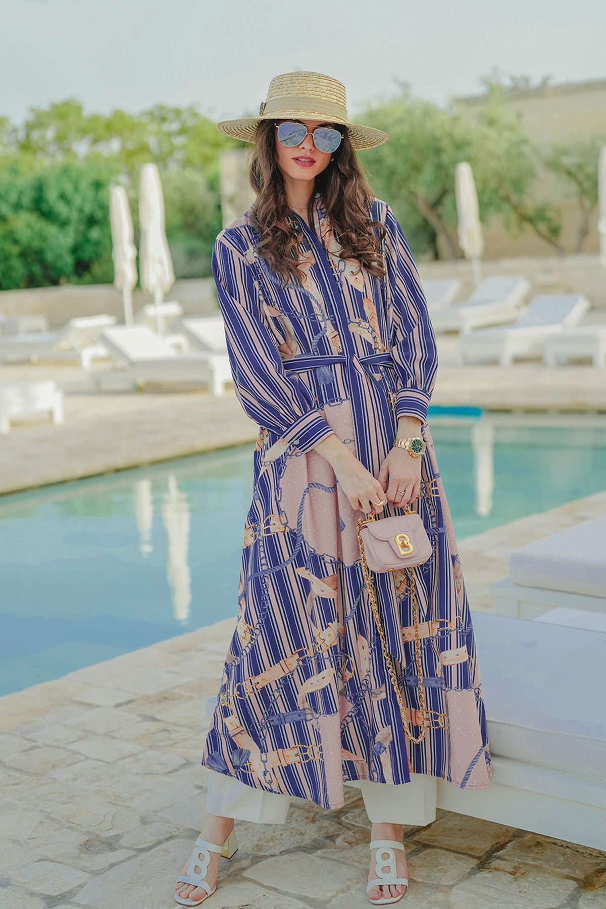 The Chain La Bella Cotton Shirt Dress - Blue