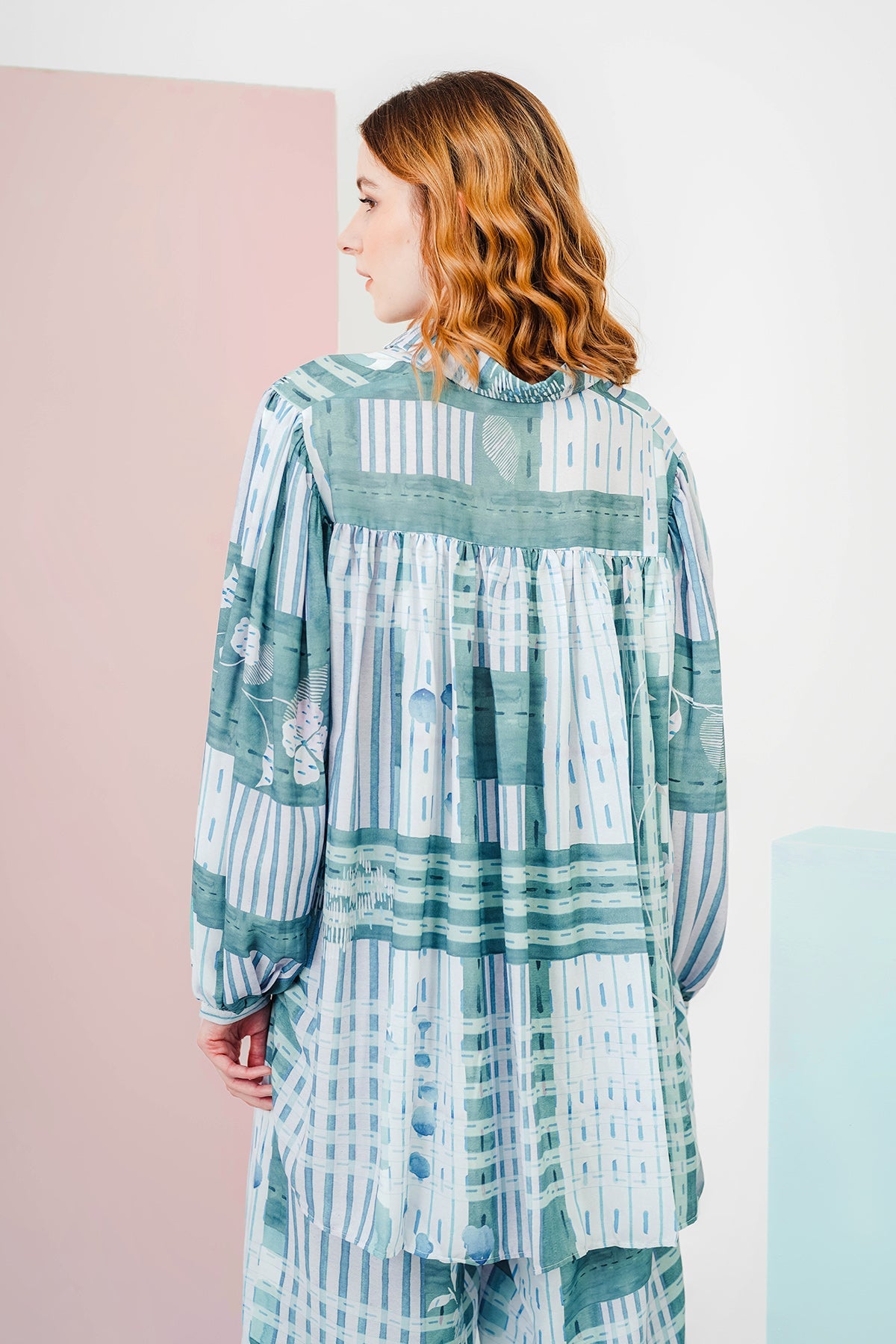 Nami Pleated Sleeve Shirt - Green