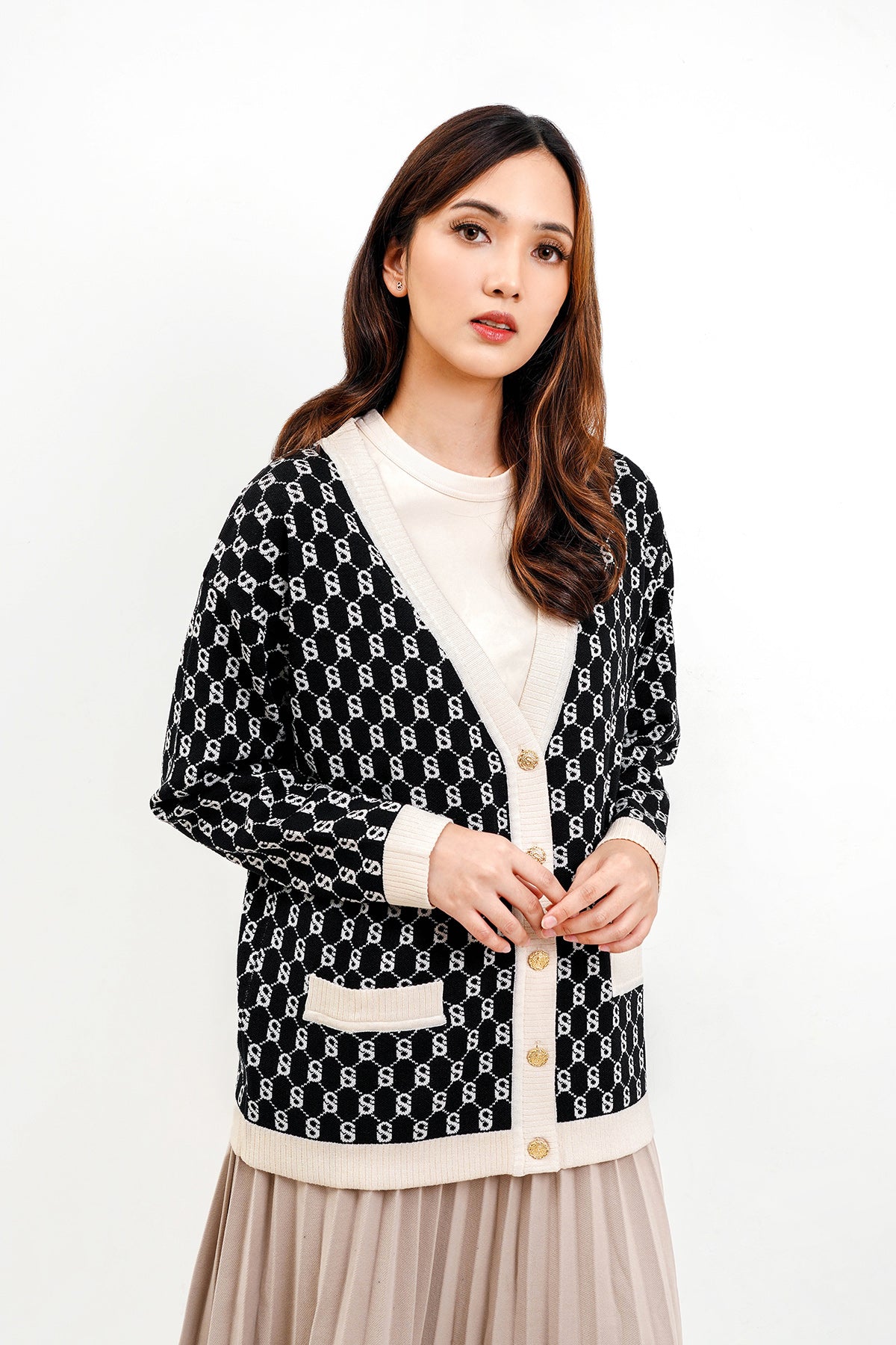 Signature Monogram Cardigan - Black