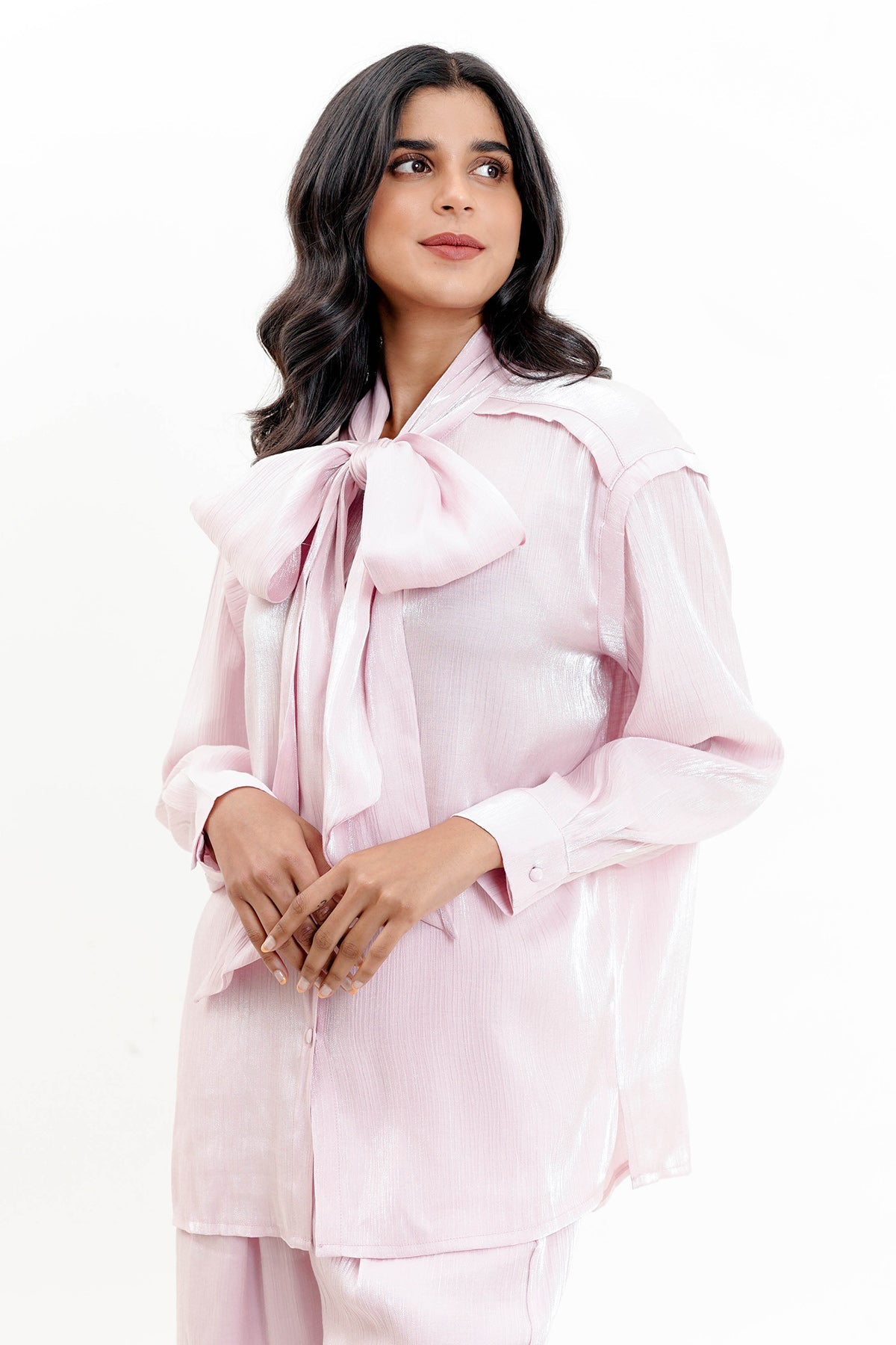 Alma Tie Blouse - Light Pink