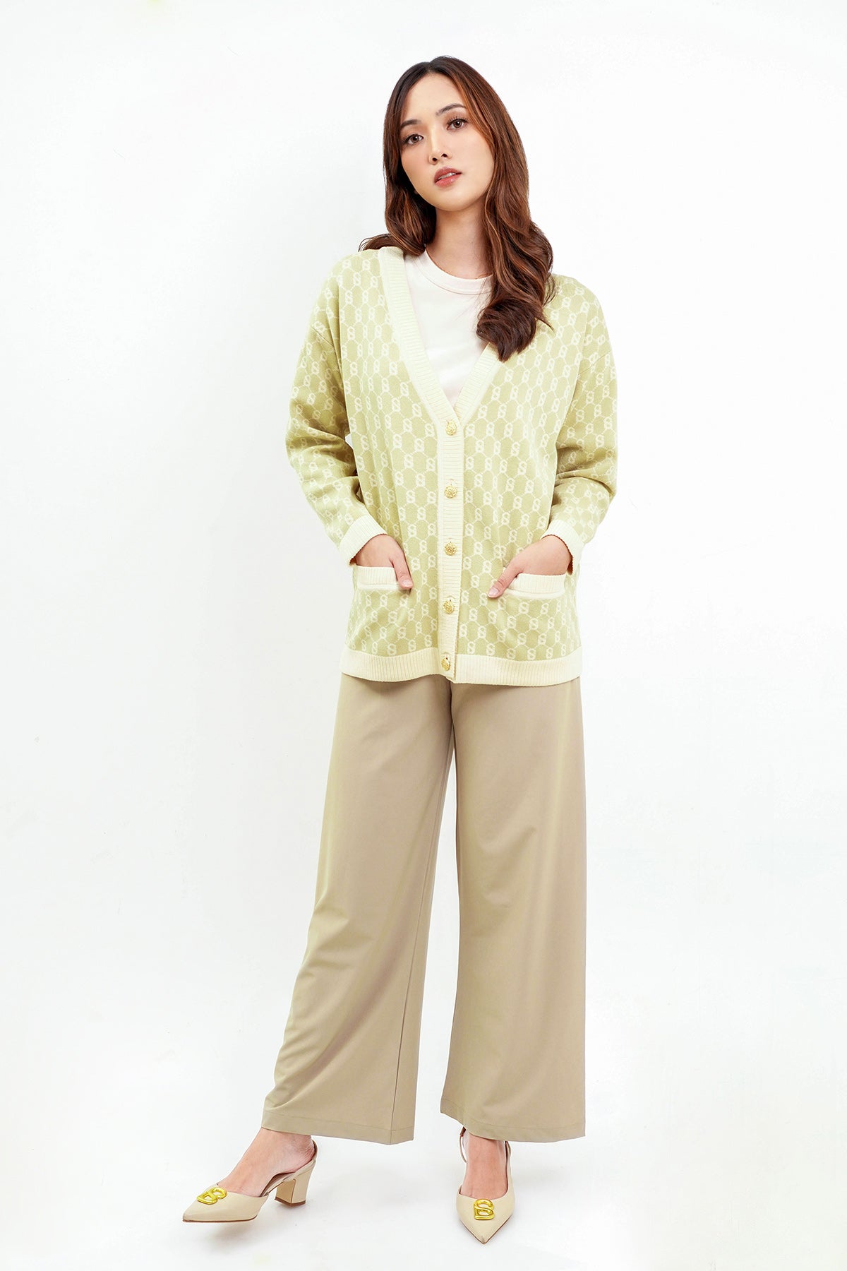 Signature Monogram Cardigan - Pistachio