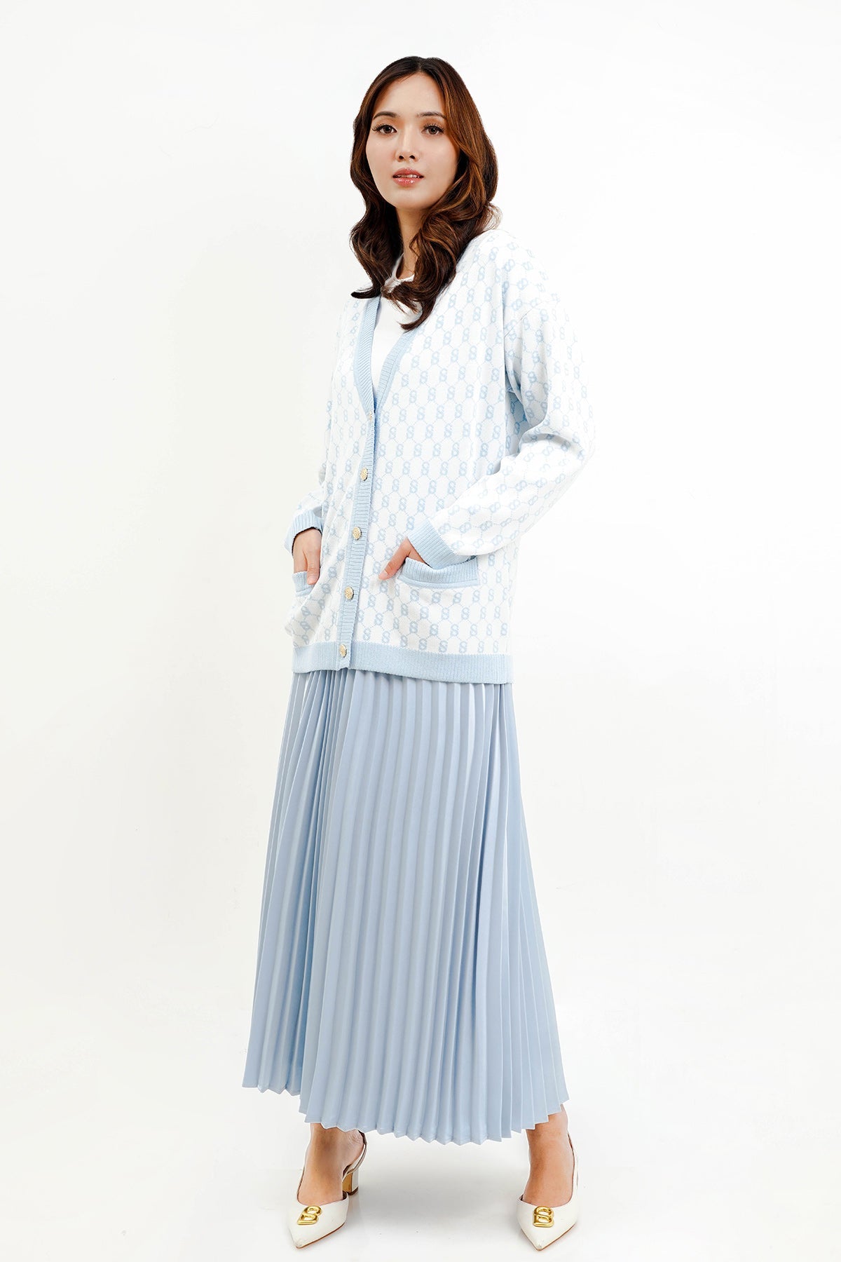 Signature Monogram Cardigan - Bubble Gum