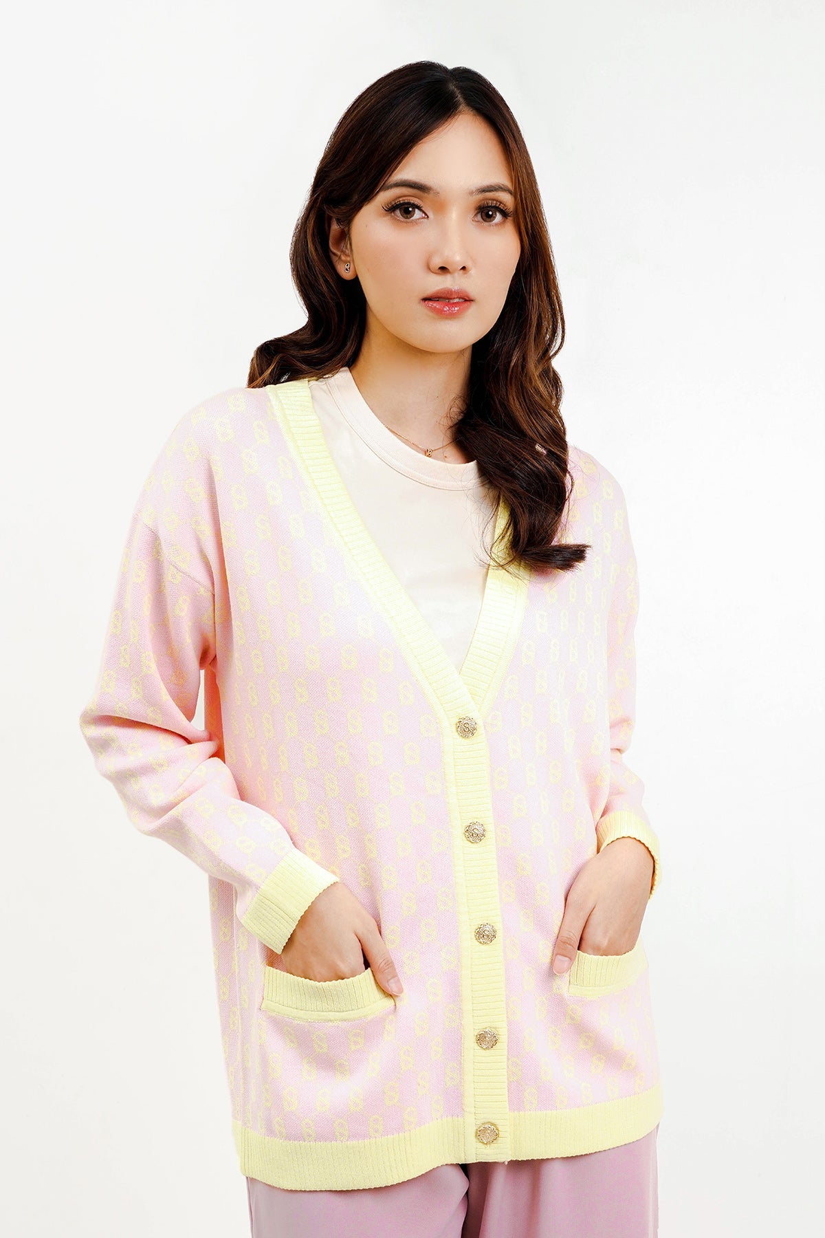 Signature Monogram Cardigan - Candy