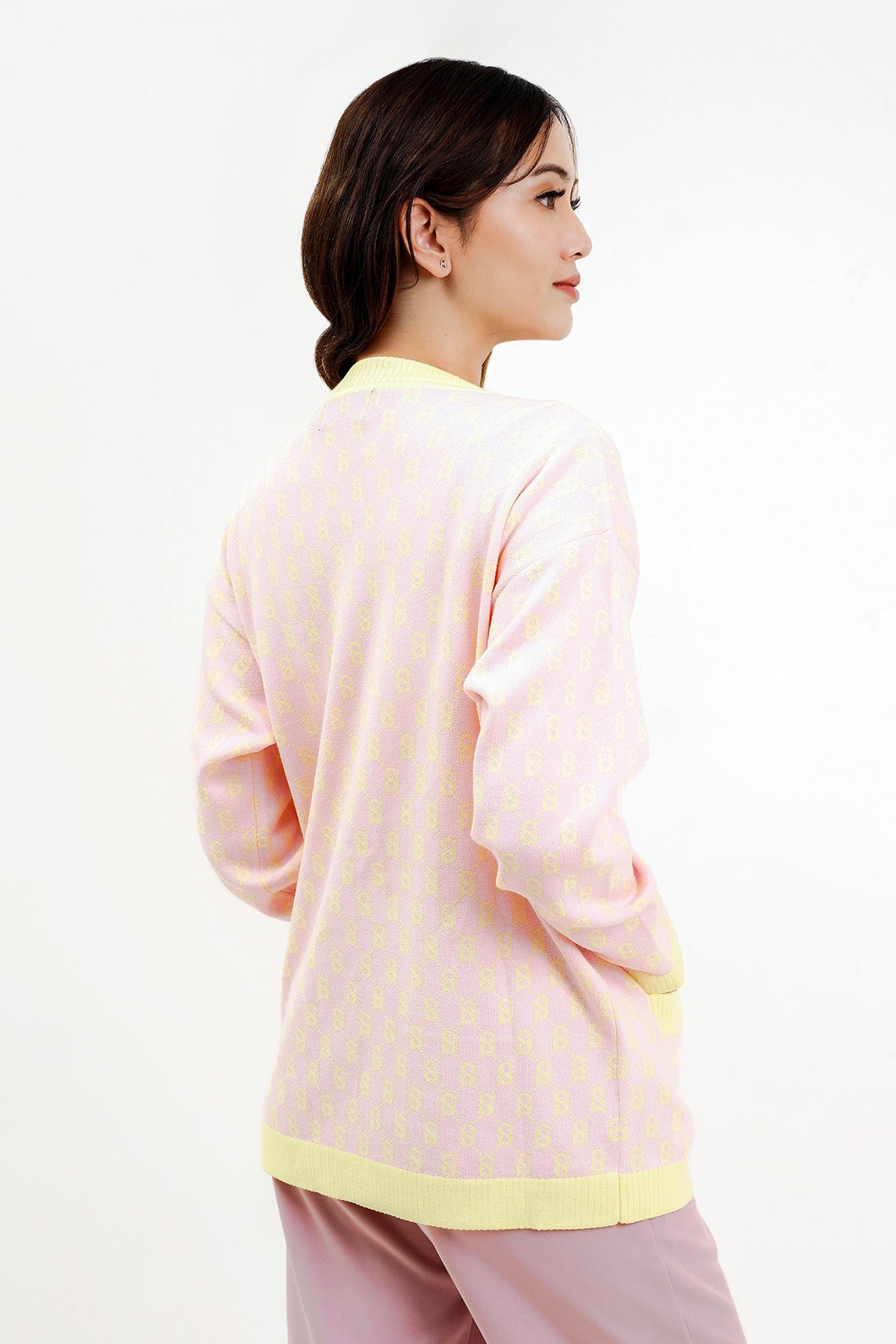 Signature Monogram Cardigan - Candy