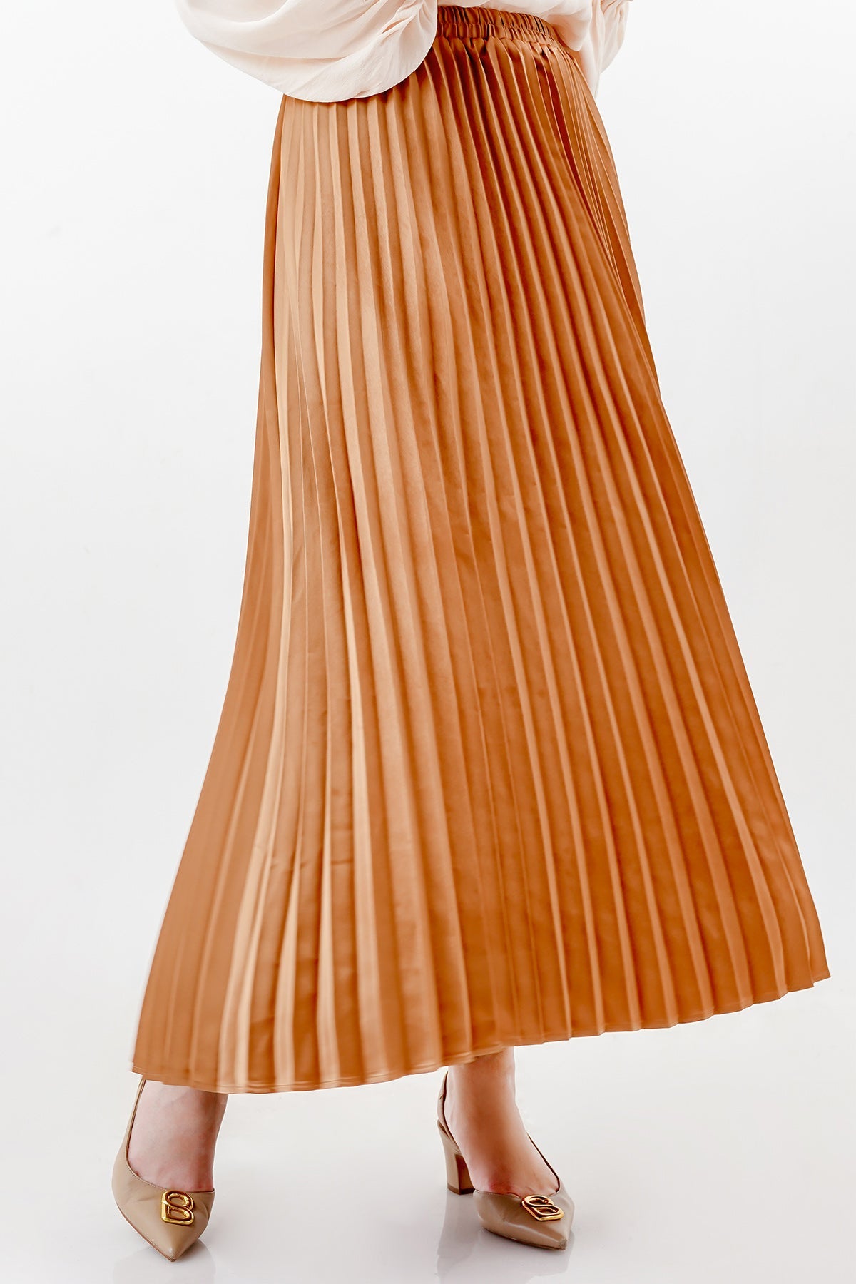 Satin Pleats Skirt - Hazel