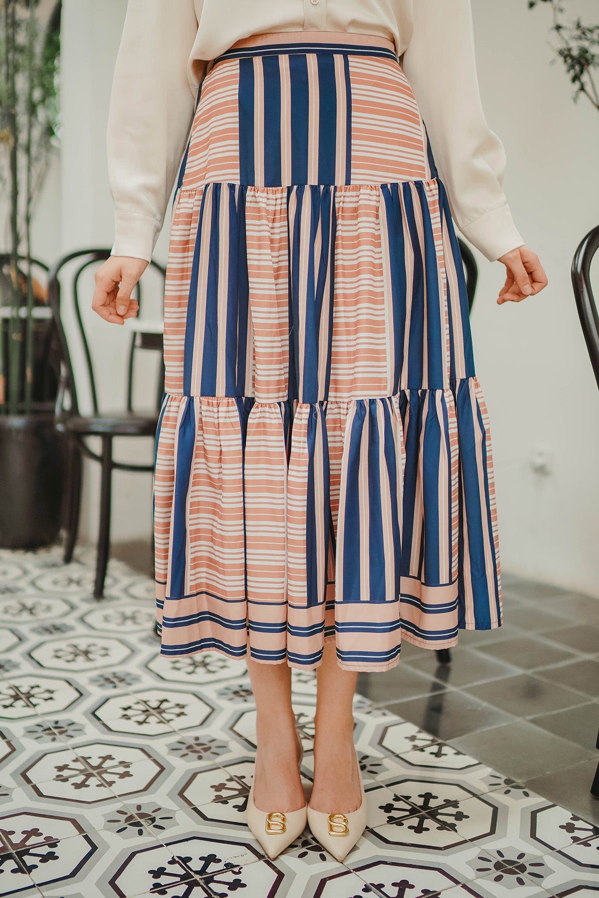 La Bella Tiered Maxi Skirt - Cream