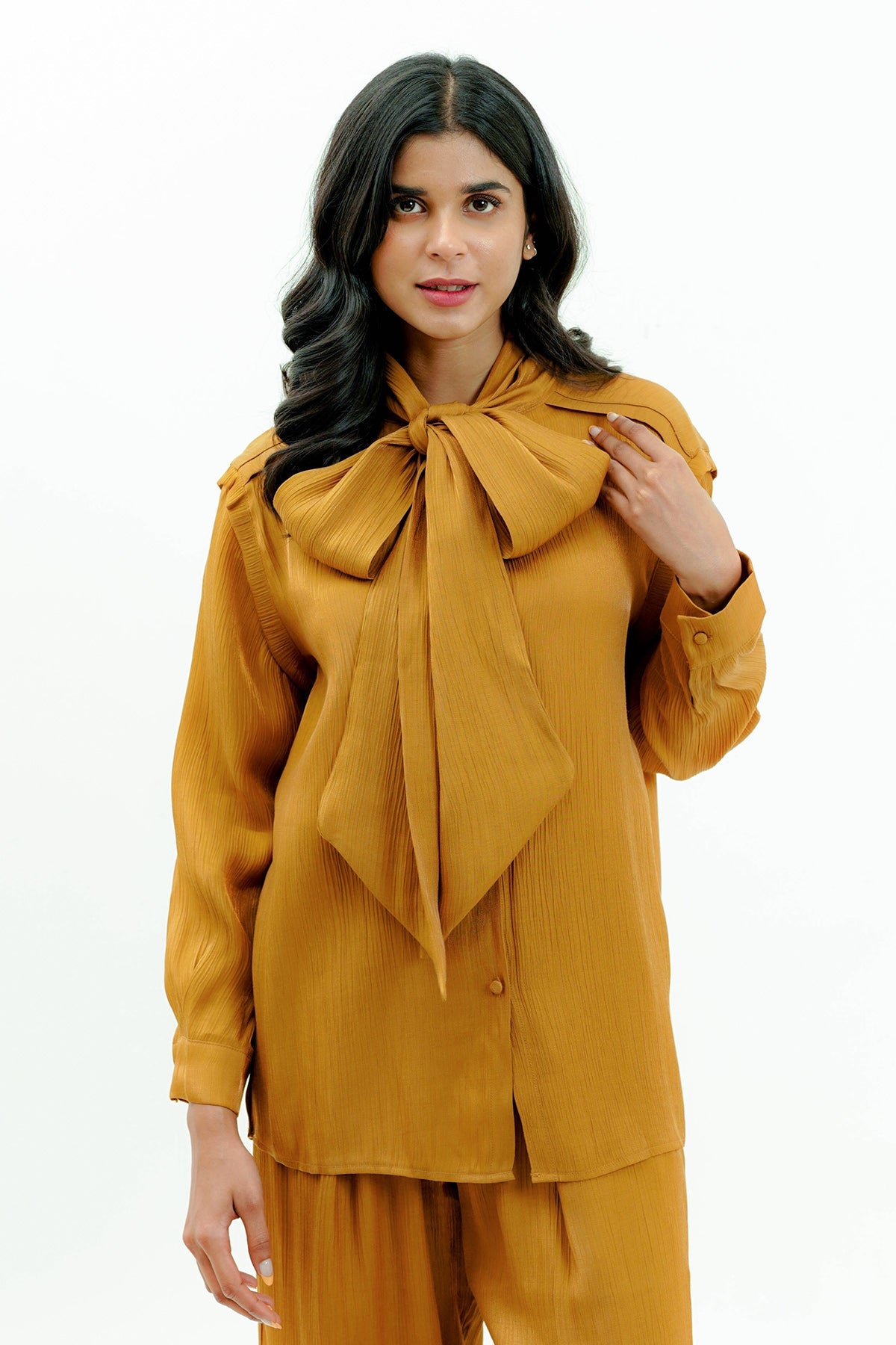 Alma Tie Blouse - Camel