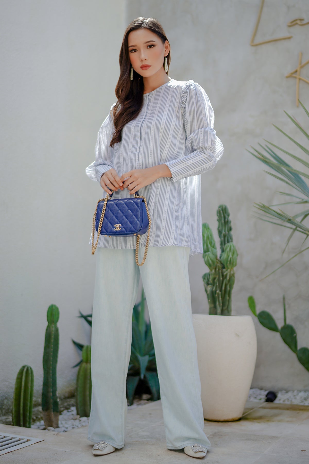 Mira Cuff Shirt - Stripes