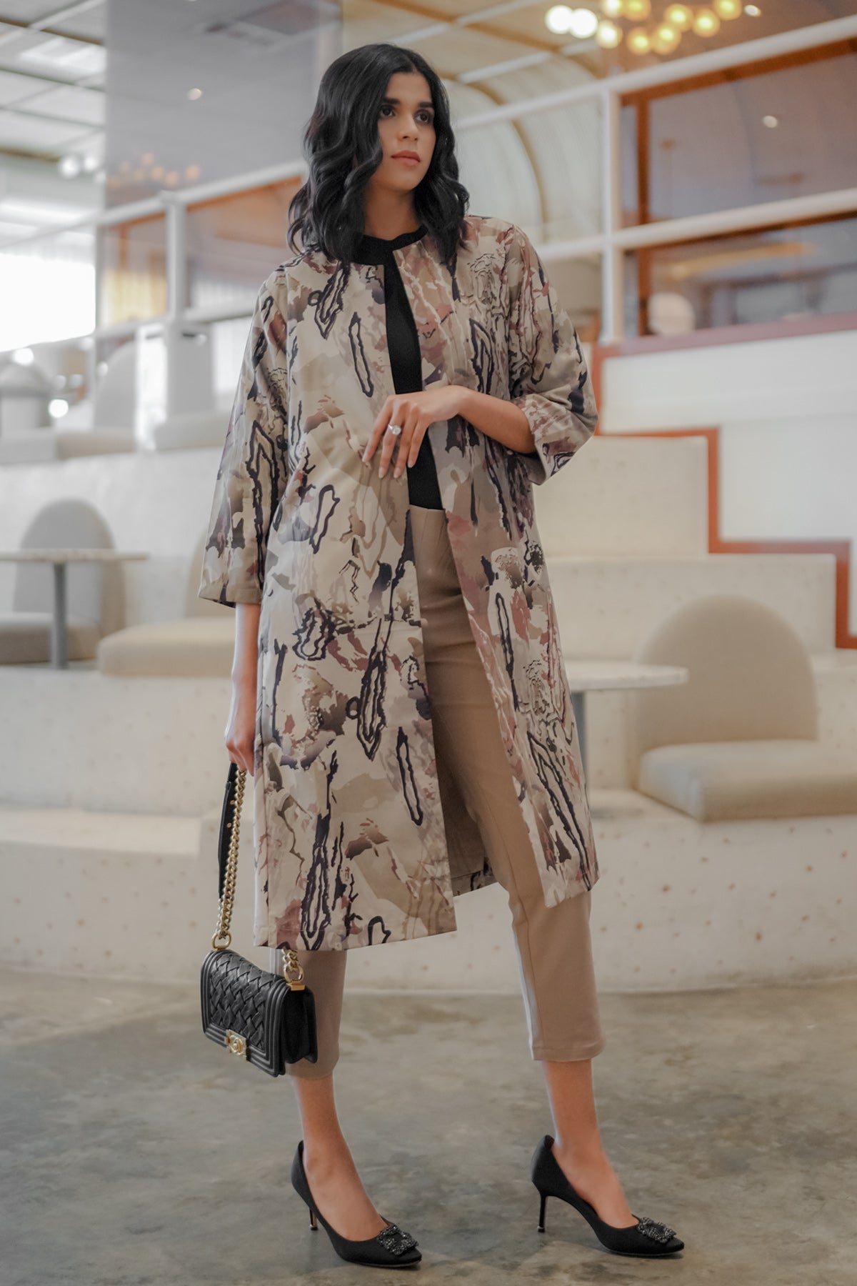 Printed Hazel Outer - Brown