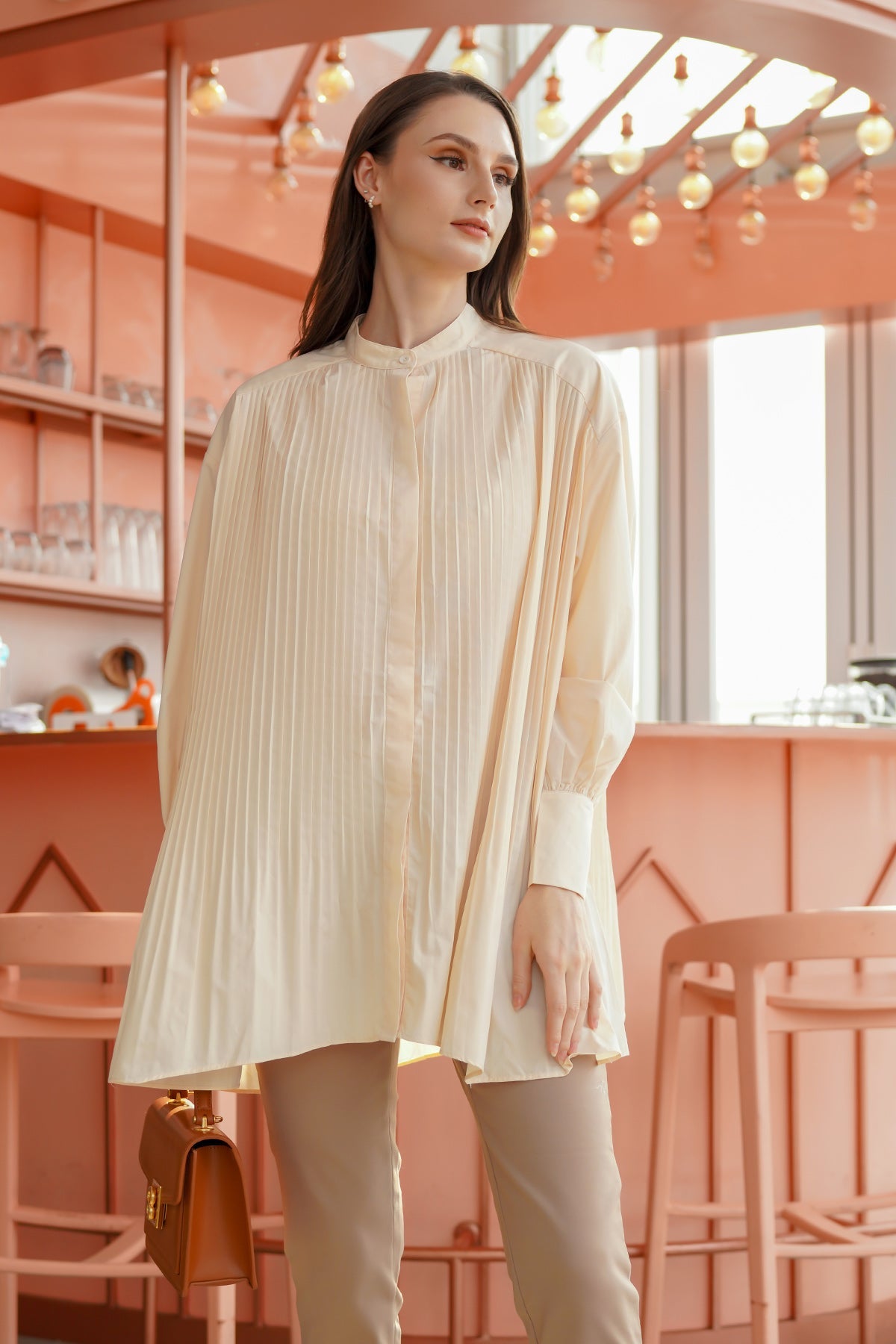 Pleated Shirt - Cream
