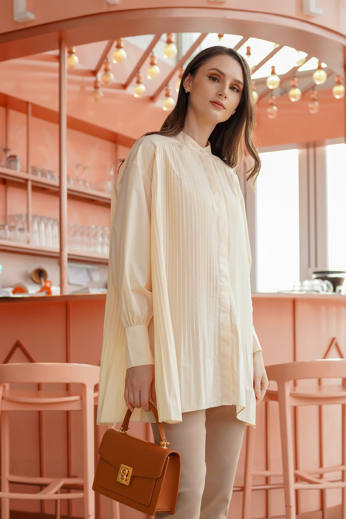 Pleated Shirt - Cream
