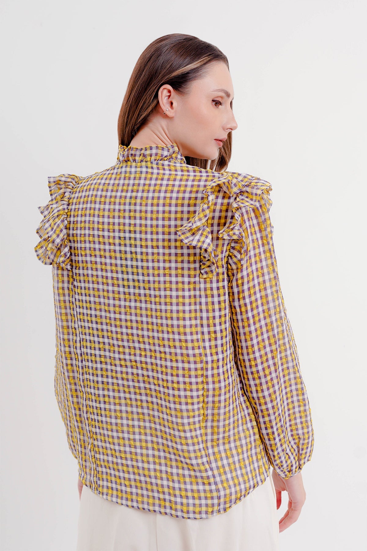 Ruffle Square Shirt - Yellow