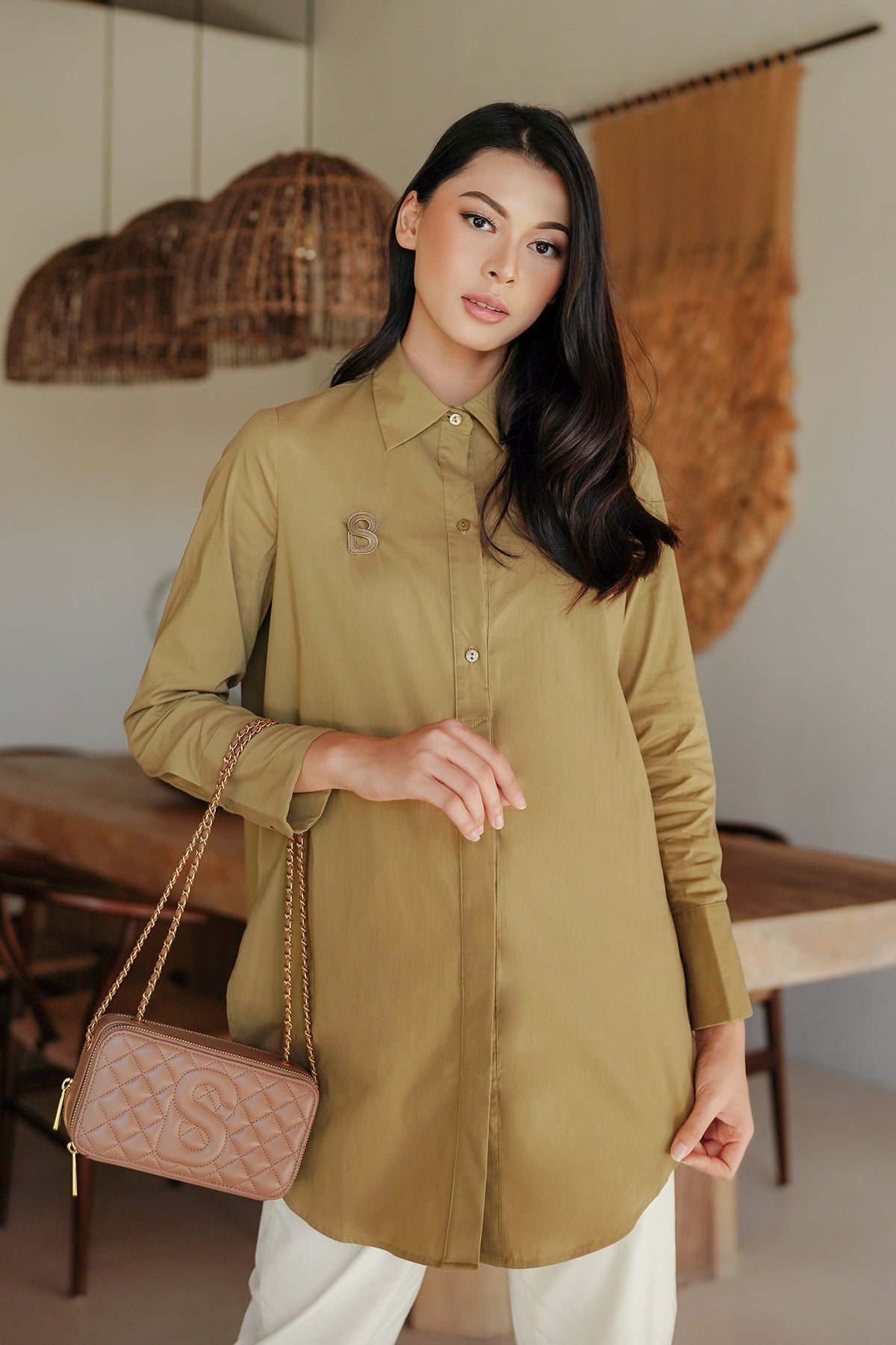 Kiara Half Button Top - Green