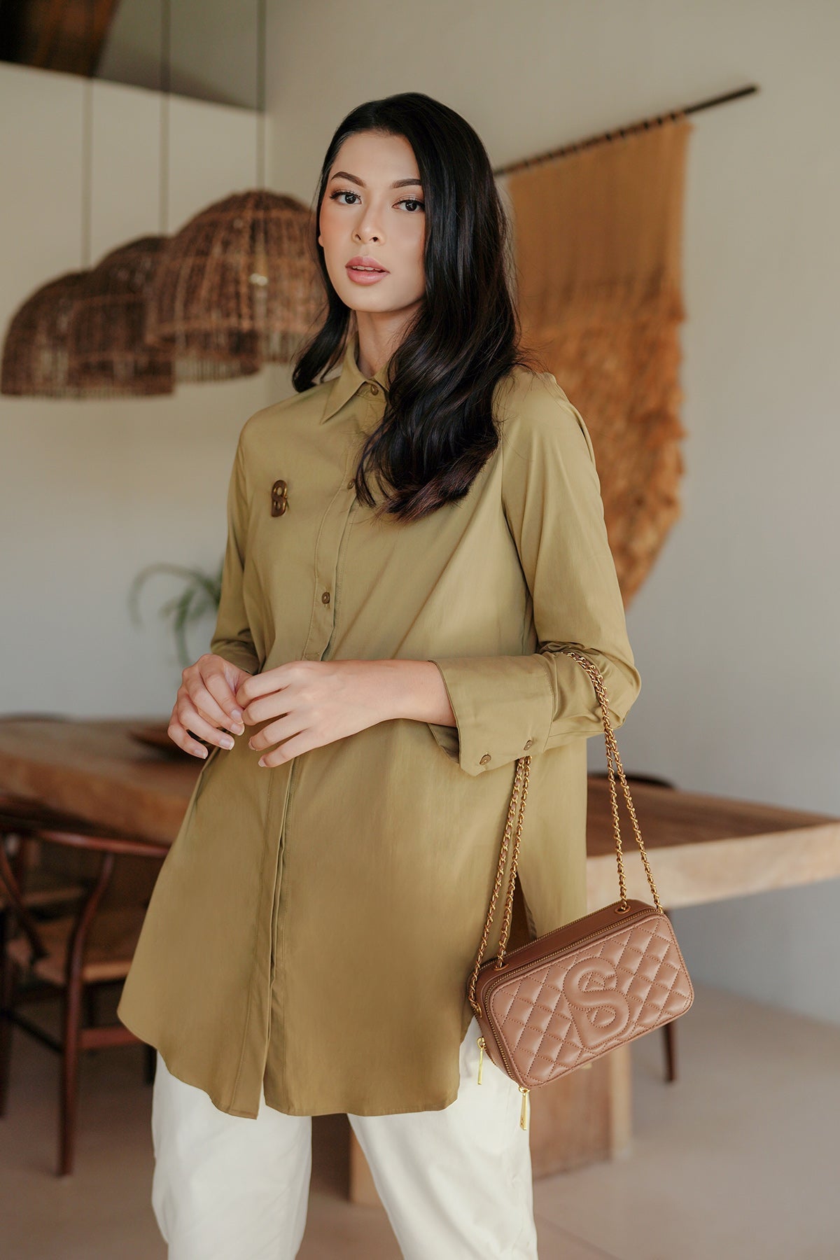 Kiara Half Button Top - Green