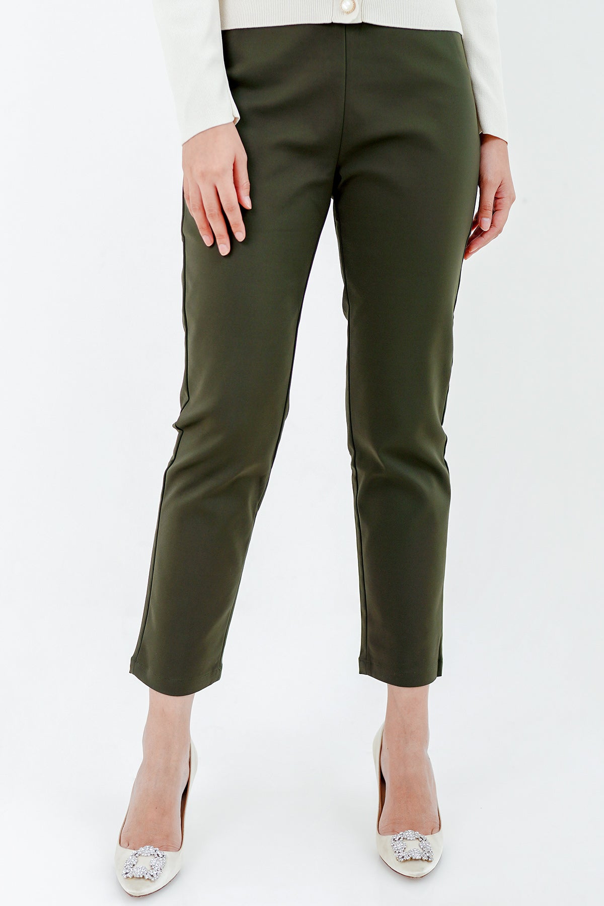 Basic Ankle Pants - Dark Green