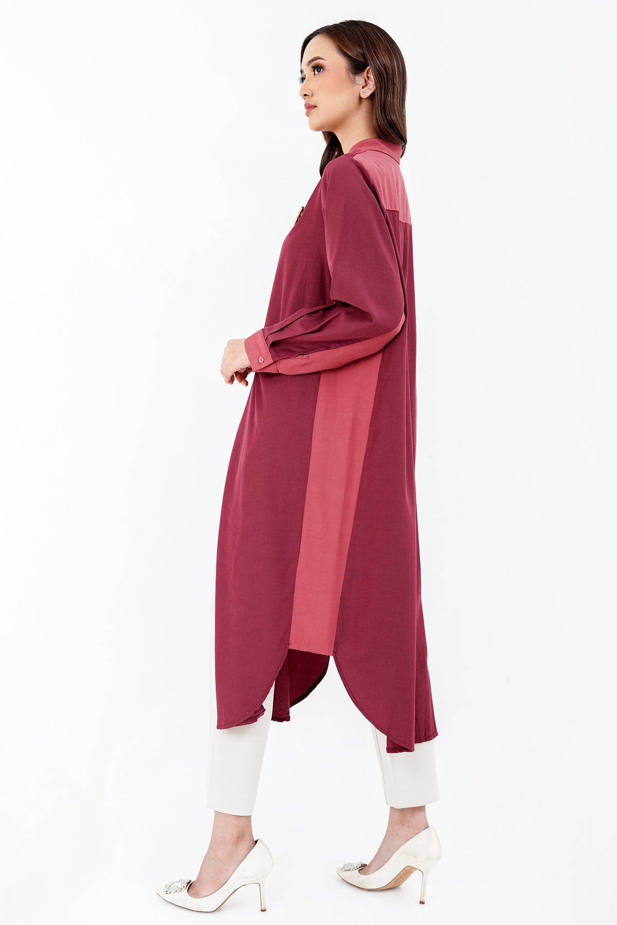 Hilda Shirt Dress - Maroon