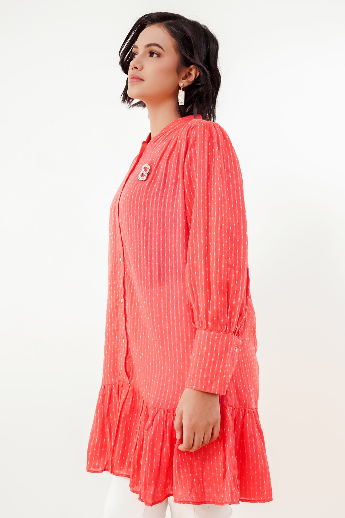 Malinda Ruffle Shirt - Red