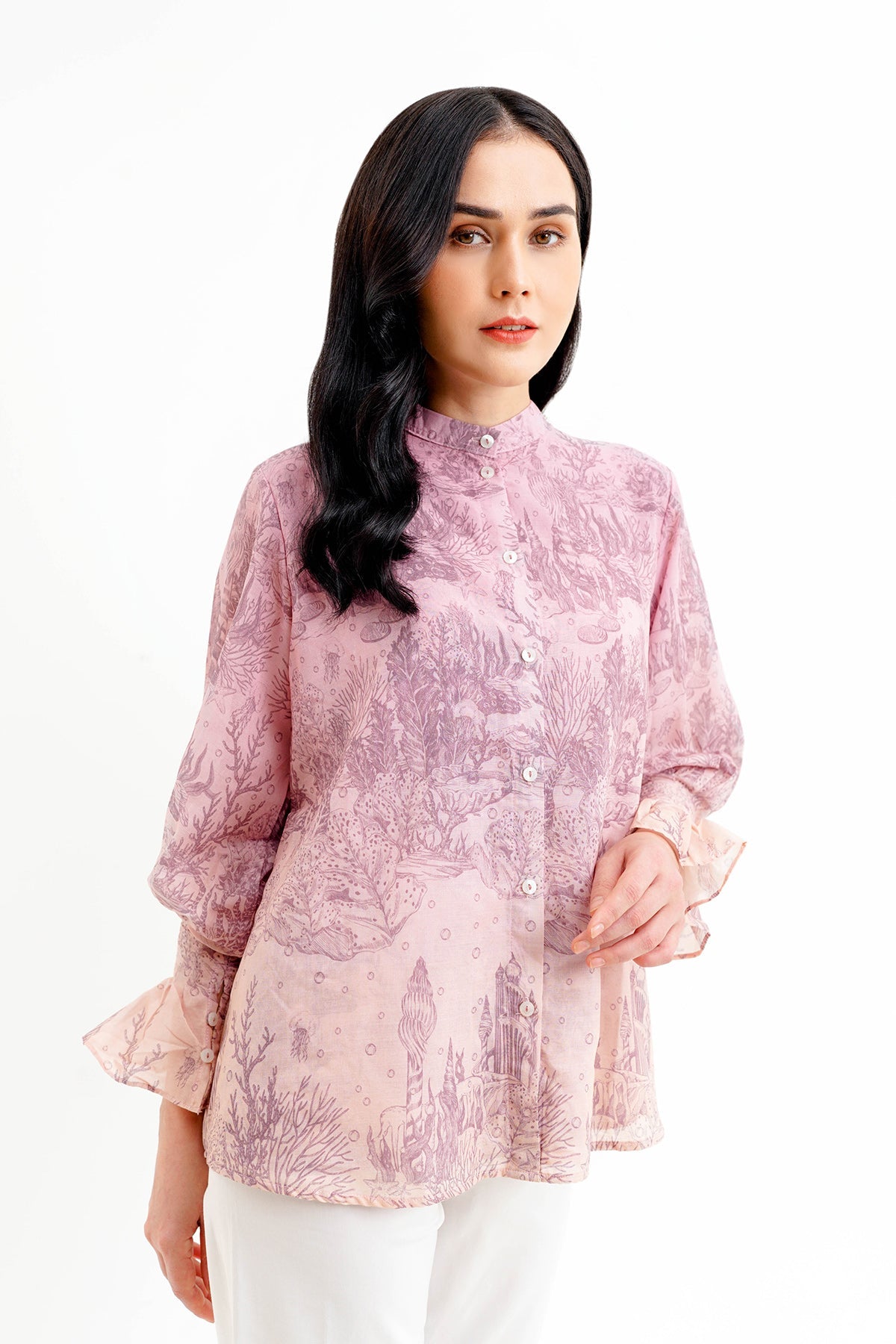 El Mar Minorca Shirt with Puff Sleeve - Wisteria