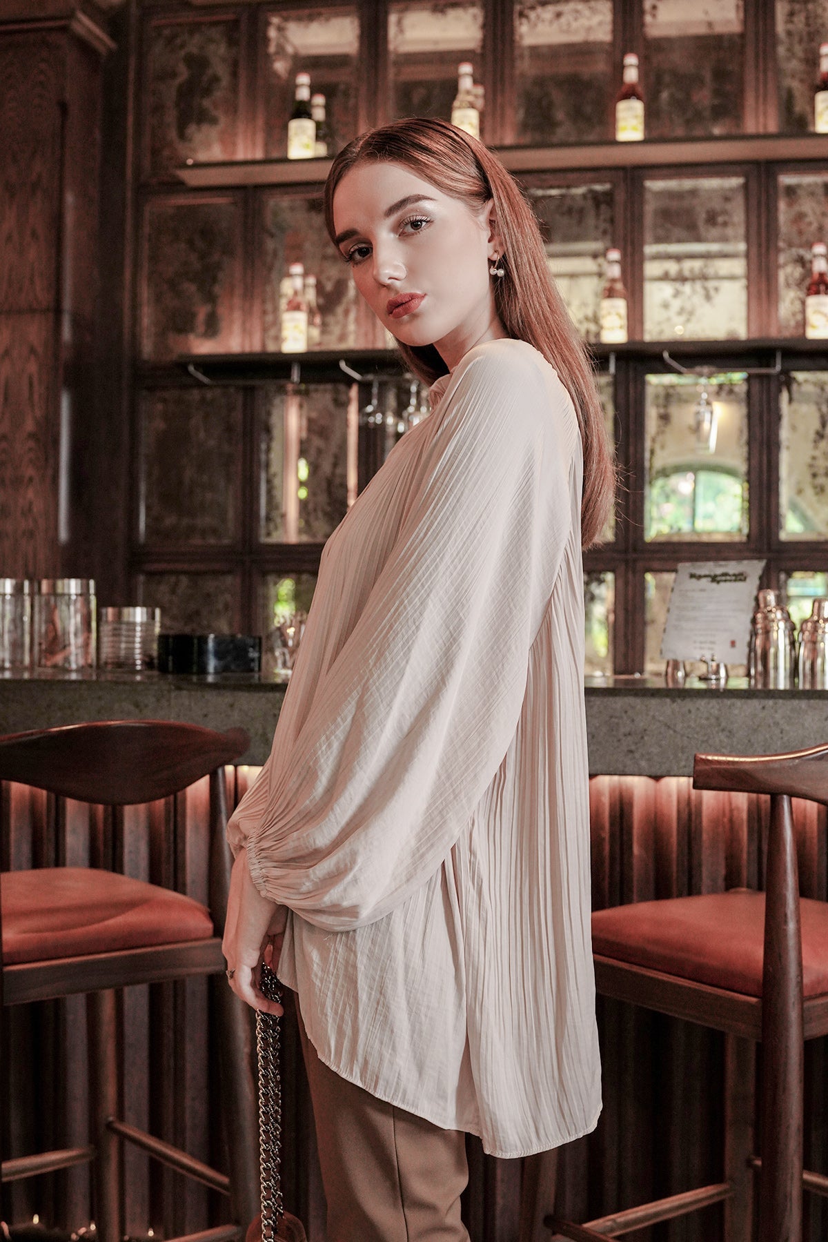 Pleats Blouse - Beige