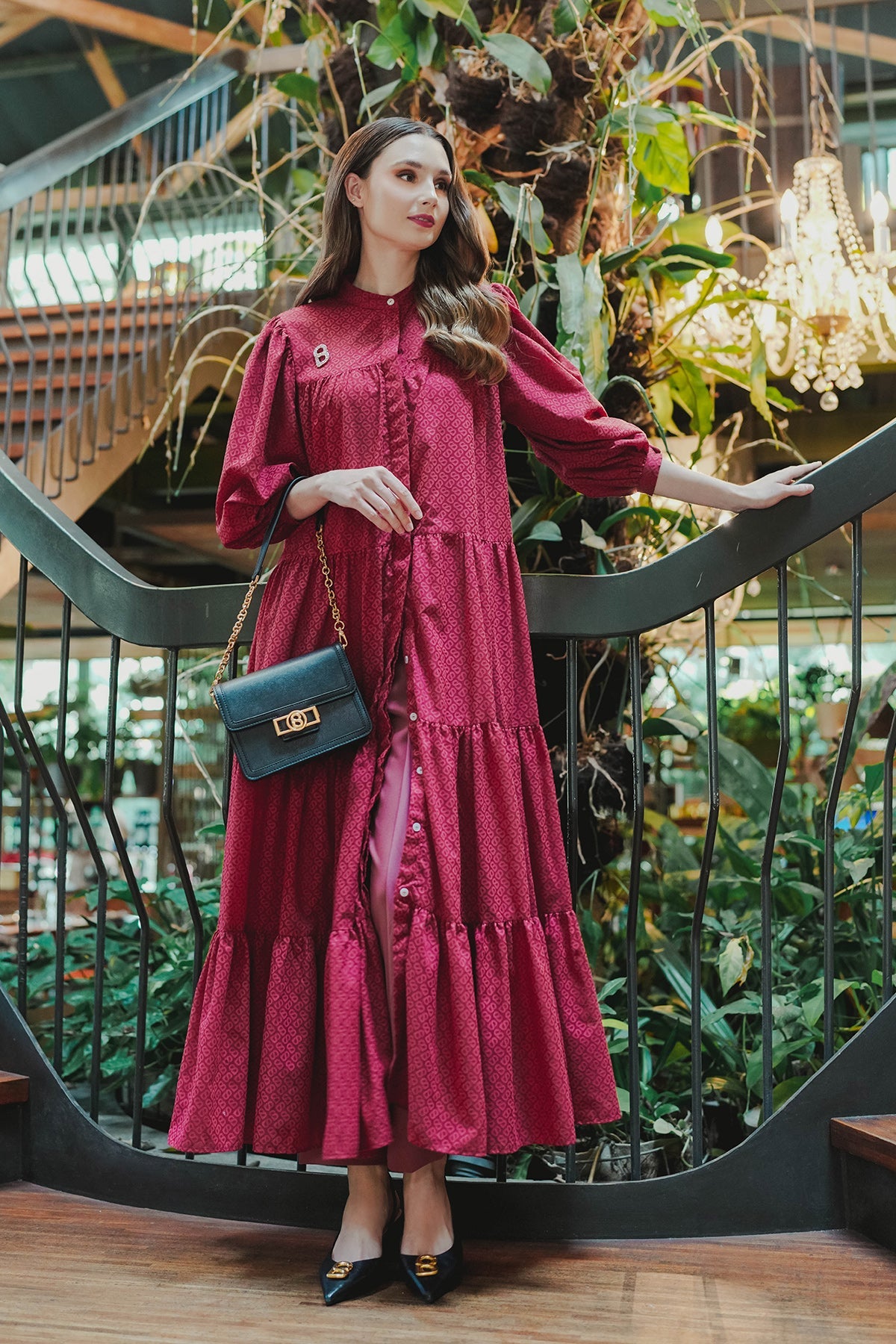 Tapis Tiered Maxi Dress - Red