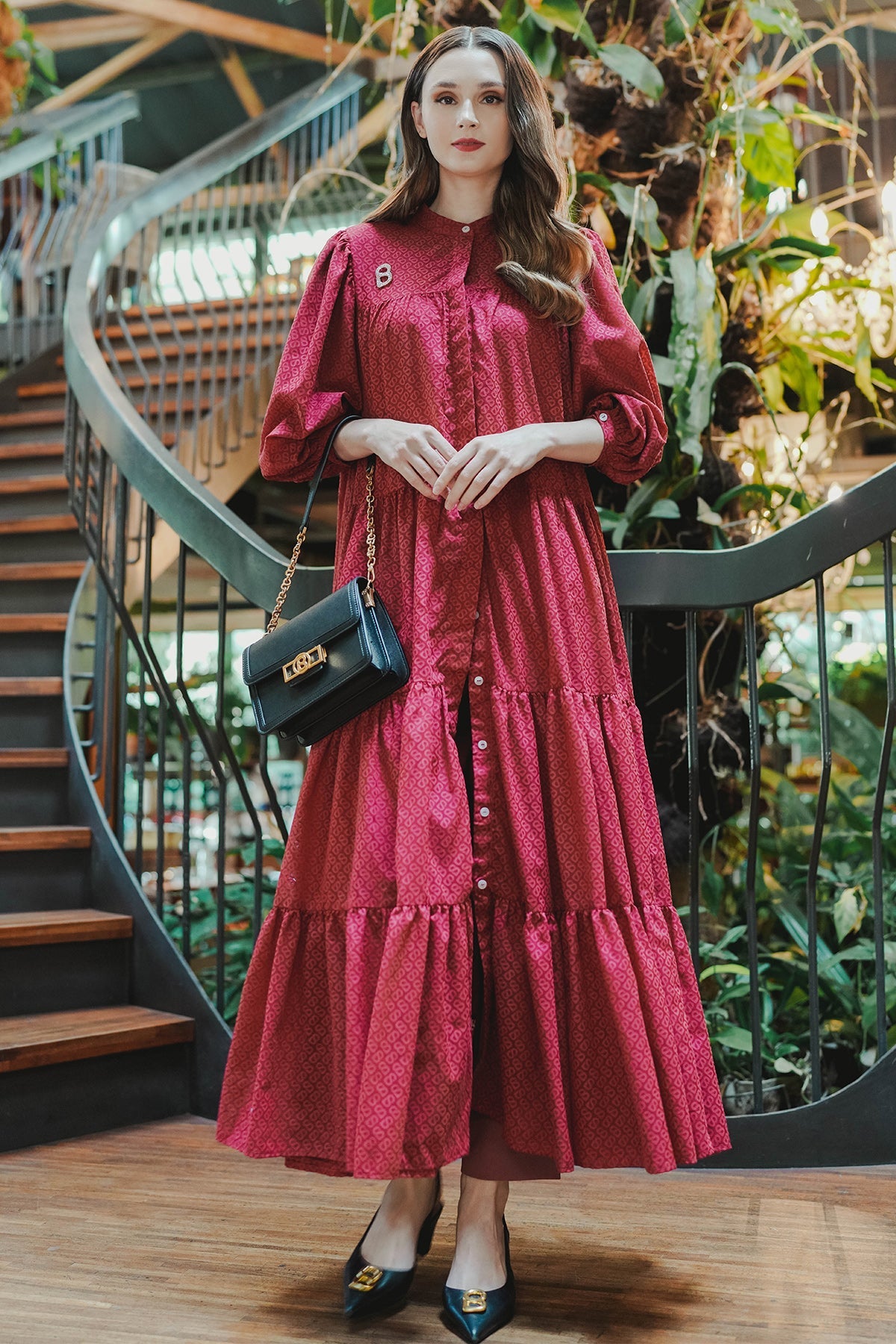 Tapis Tiered Maxi Dress - Red