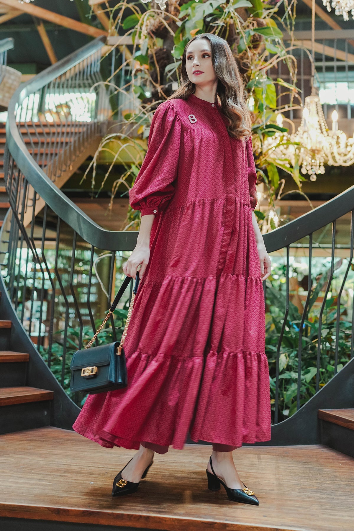 Tapis Tiered Maxi Dress - Red