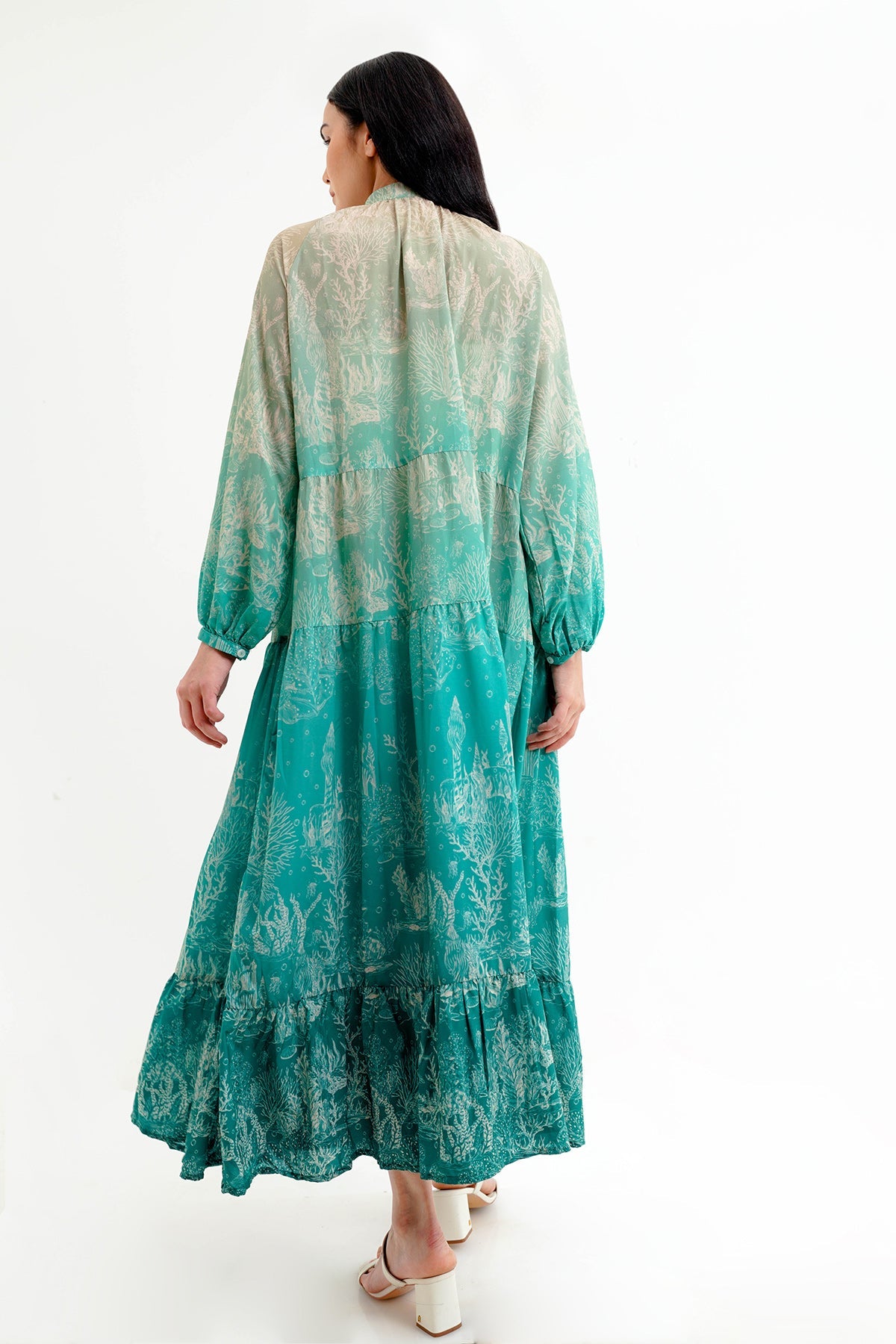 El Mar Minorca Tiered Maxi Dress - Aqua