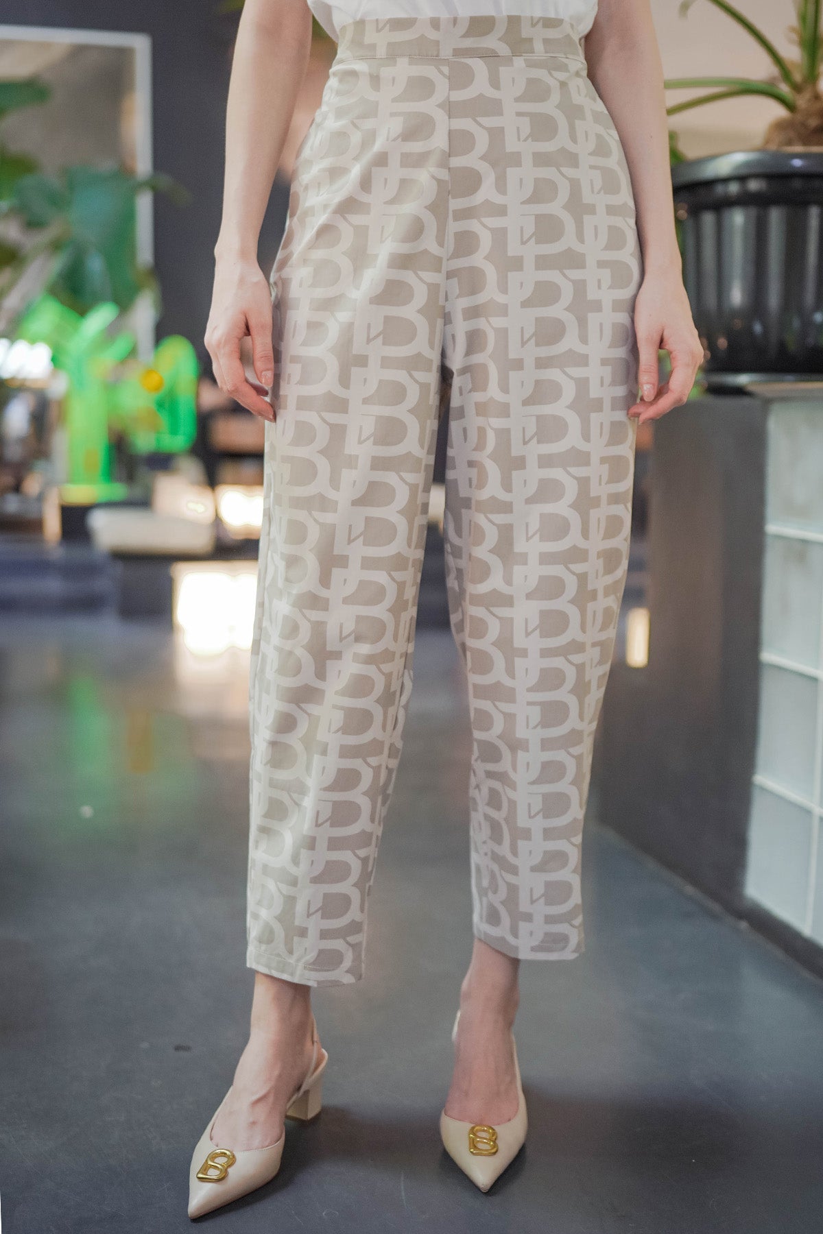 Monogram Pants - Beige
