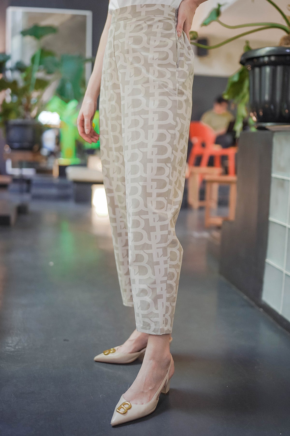 Monogram Pants - Beige