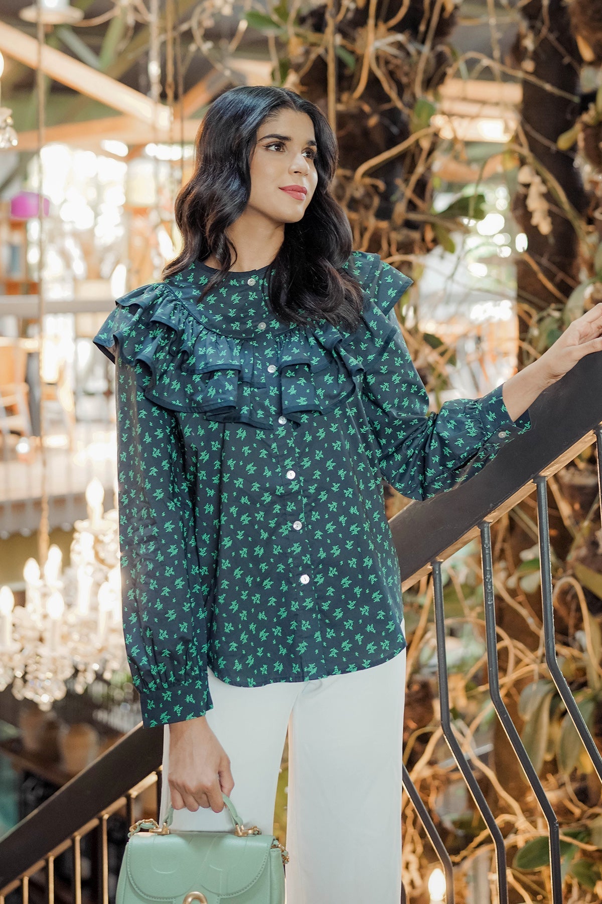 Alice Ruffle Shirt - Black