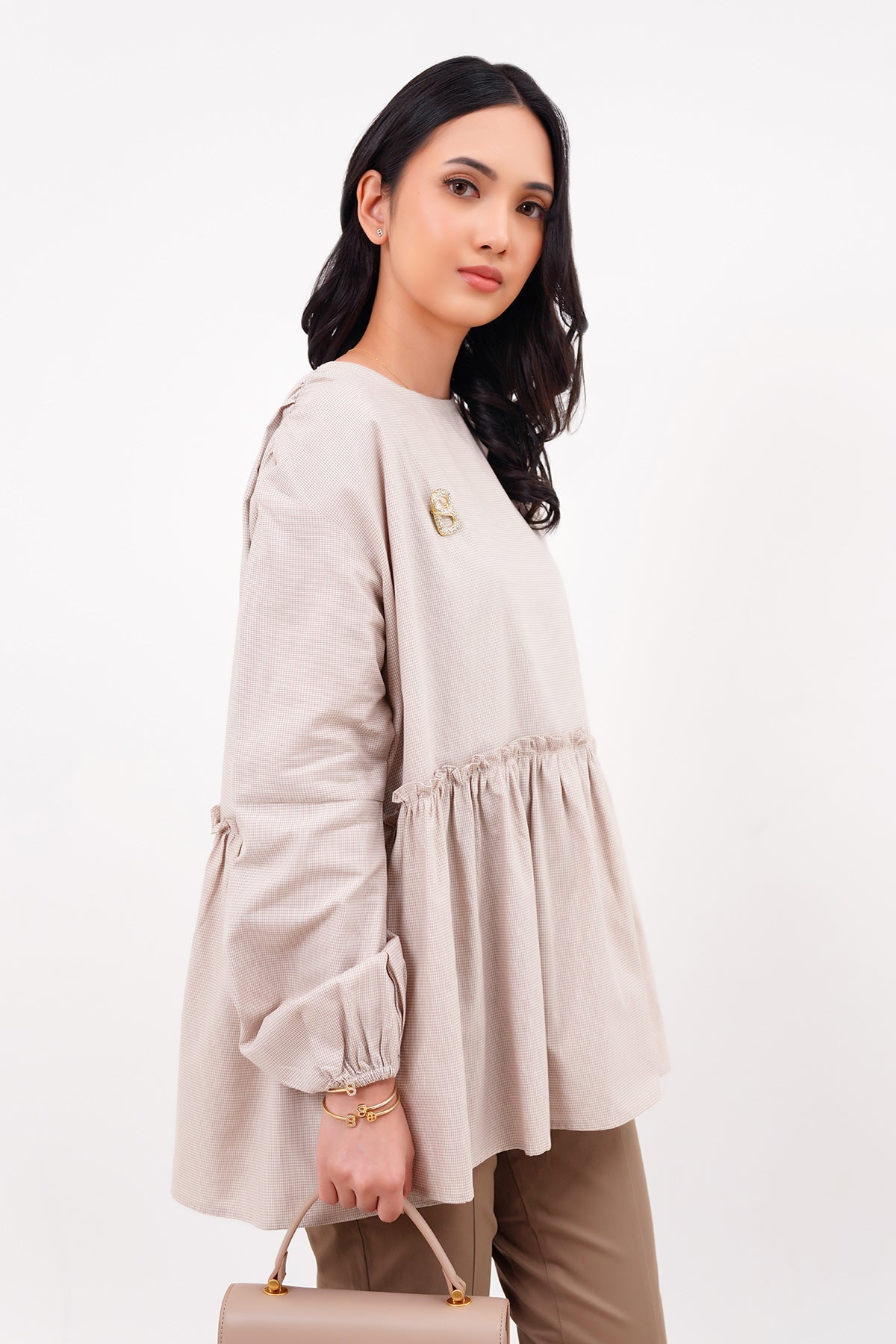 Sora Ruffle Blouse - Khaki