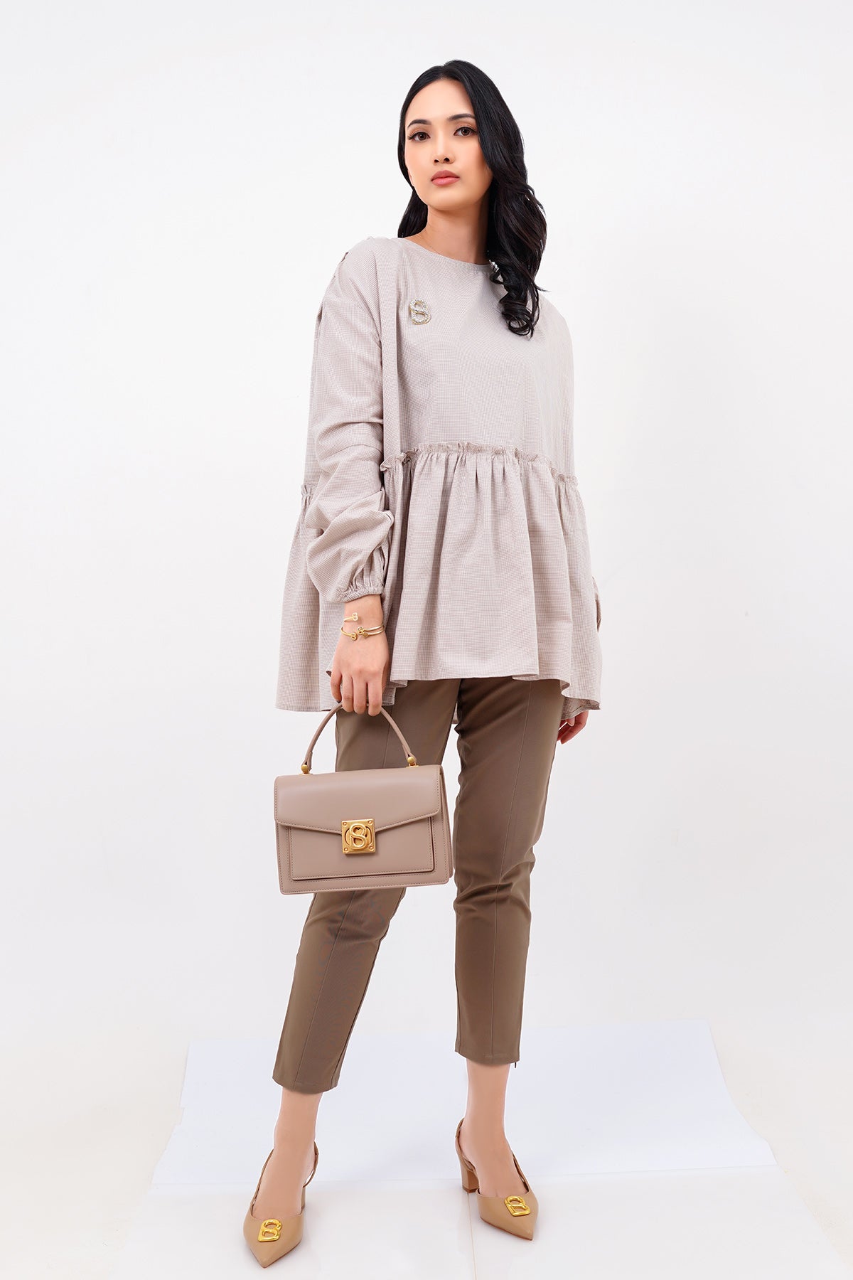 Sora Ruffle Blouse - Khaki