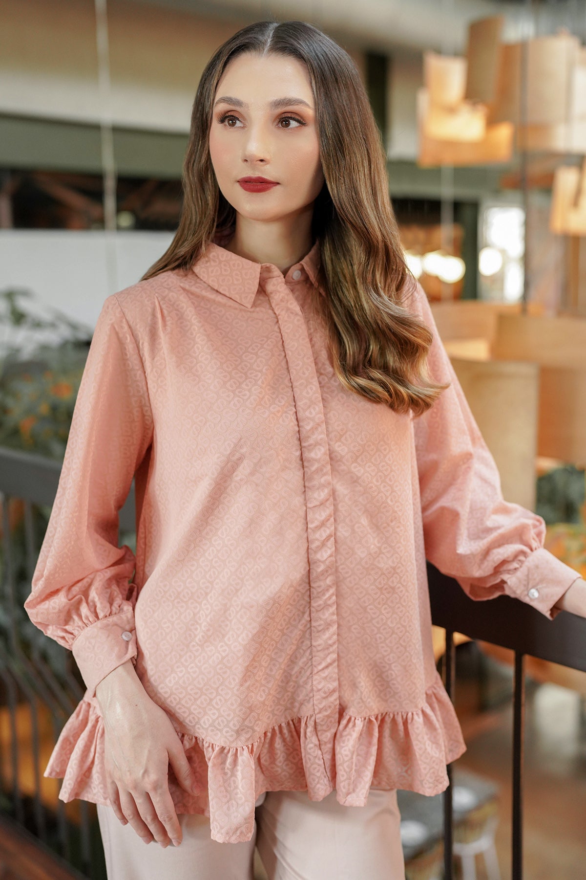 Tapis Ruffle Shirt - Peach