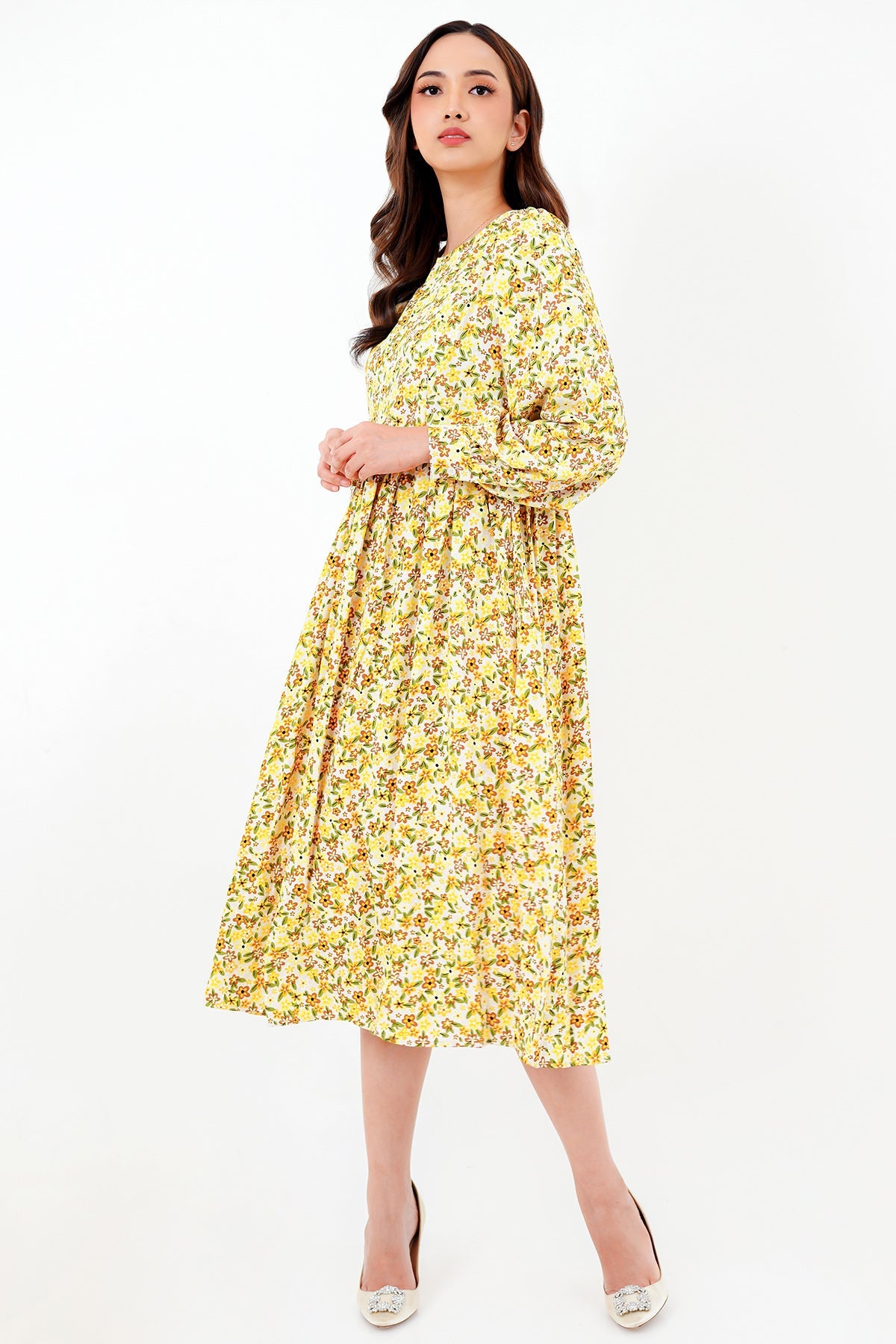 Maddie Midi Dress - Yellow