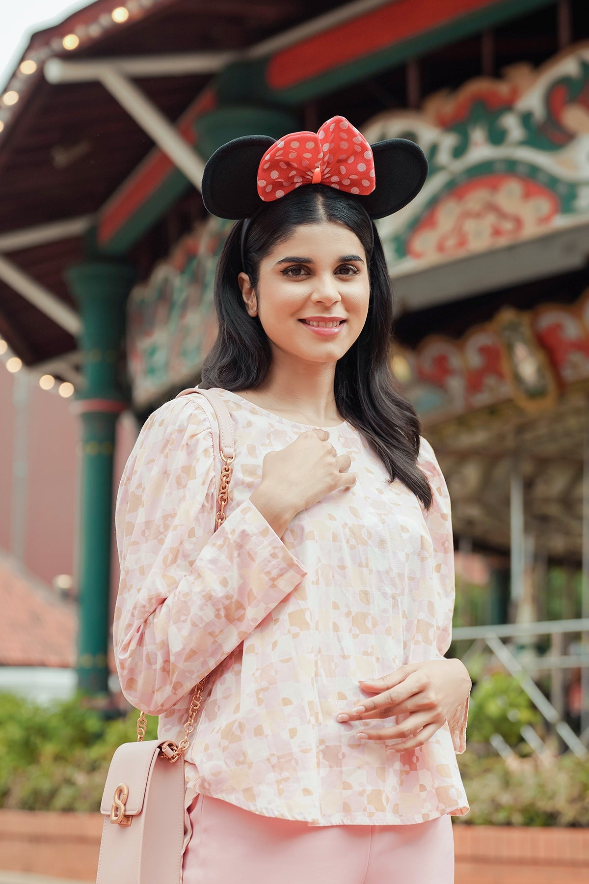 Puzzlea Top with Puff Sleeve - Pink