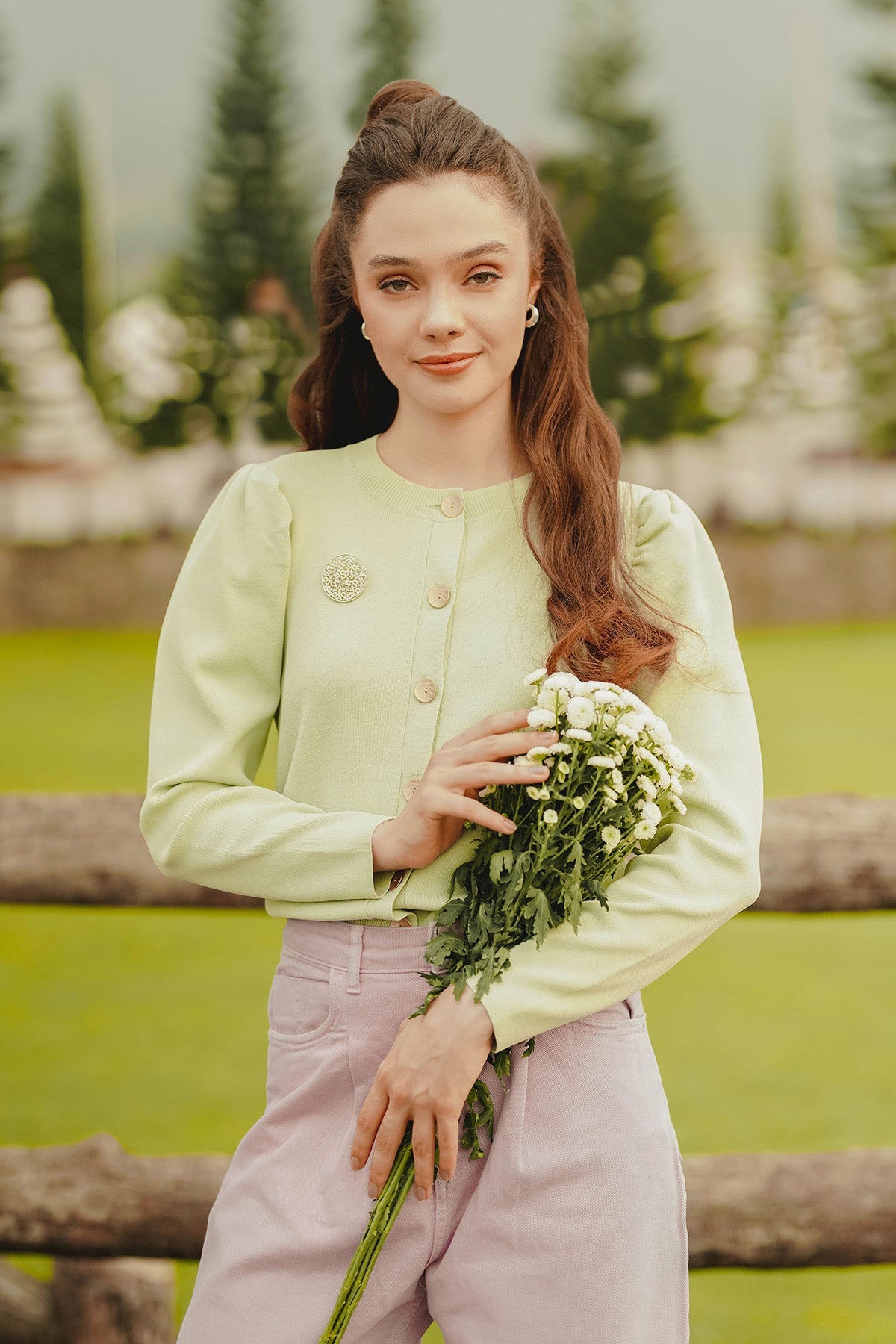 Jane Button Cardigan - Sage