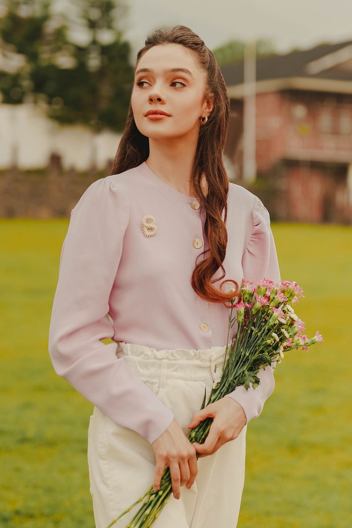 Jane Button Cardigan - Lilac