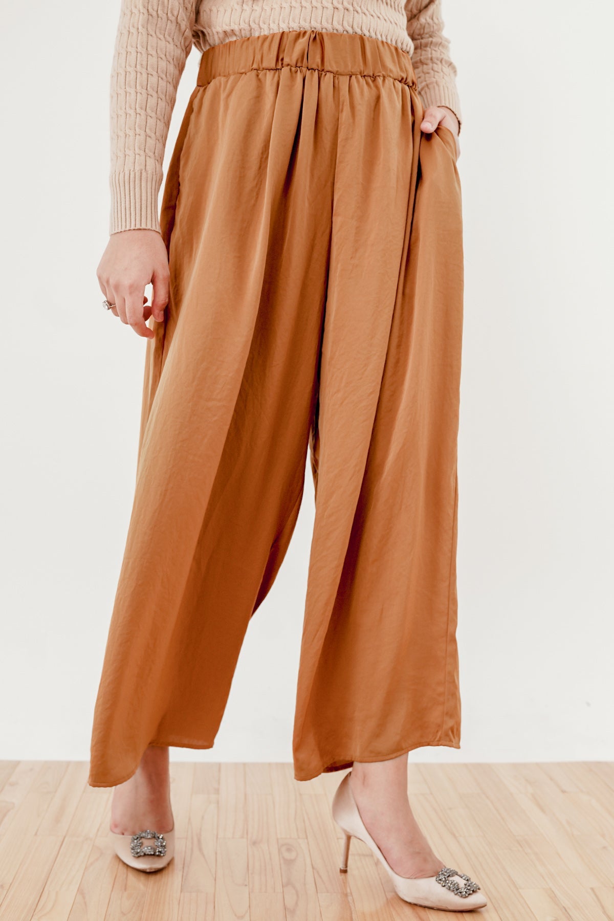 Flowy Wide Pants - Brick