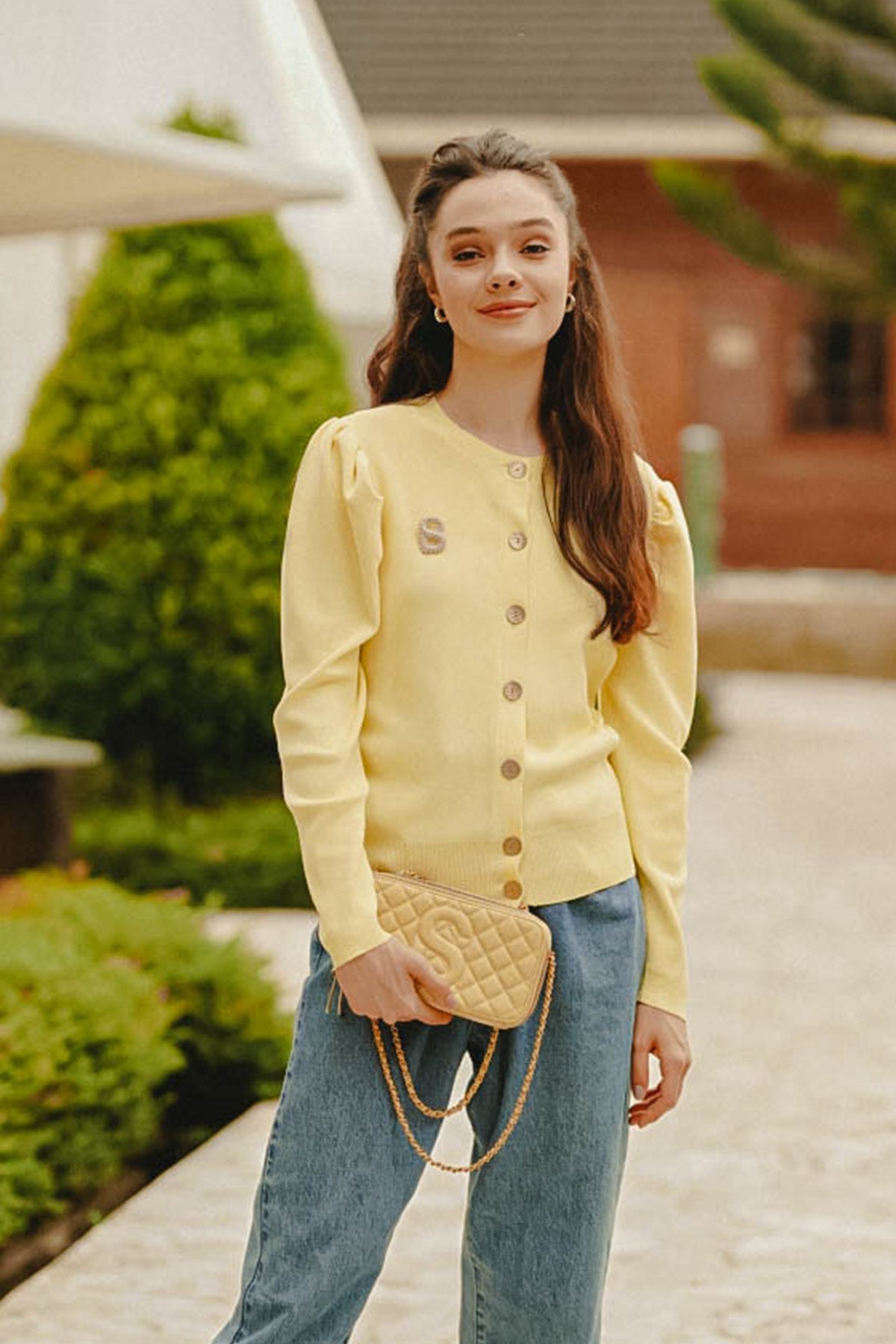 Jane Button Cardigan - Yellow