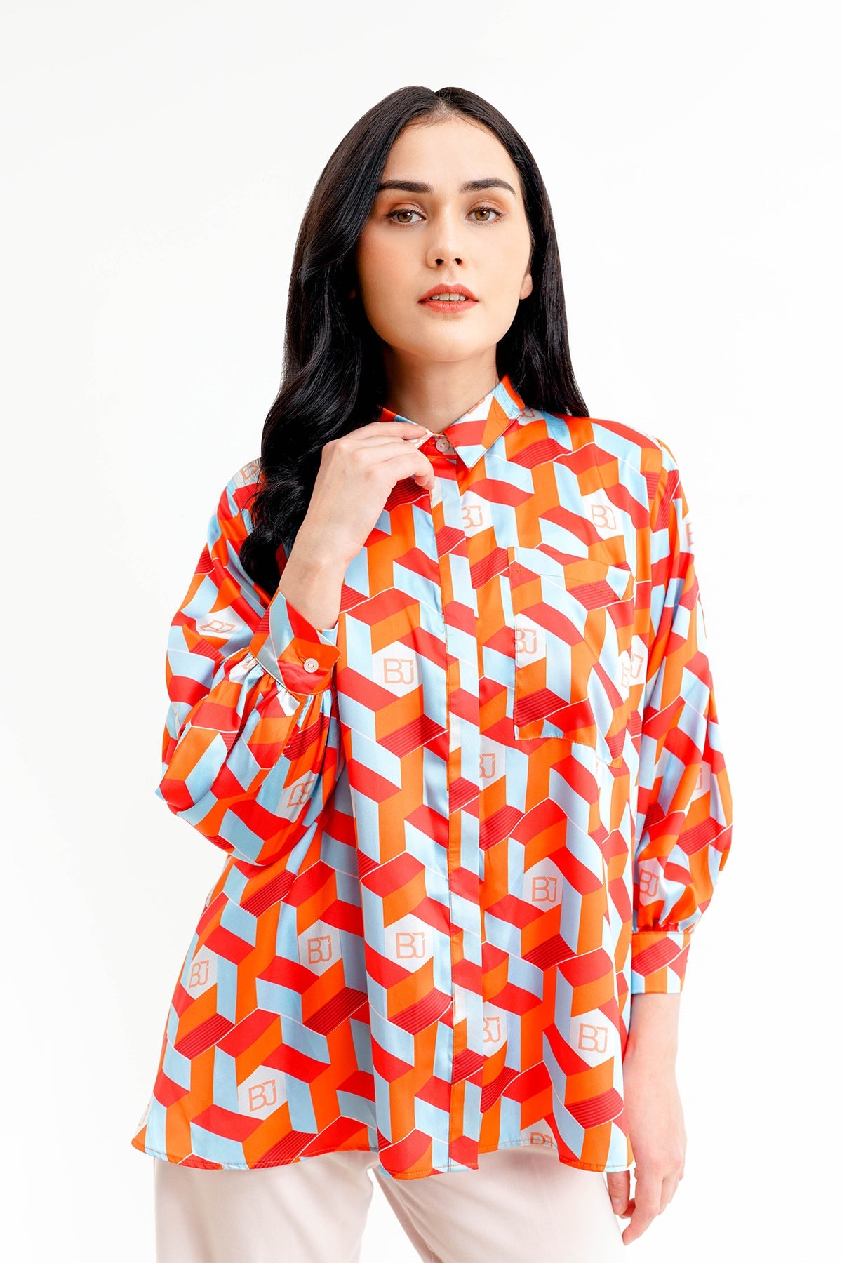 Arnia Puff Sleeved Shirt - Orange